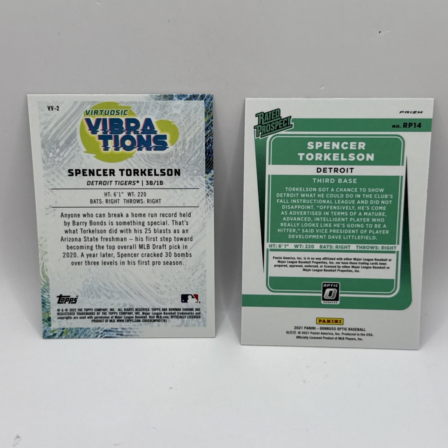 2022 Bowman Chrome Spencer Torkelson Virtuosic Vibrations #VV-2 Detroit Tigers