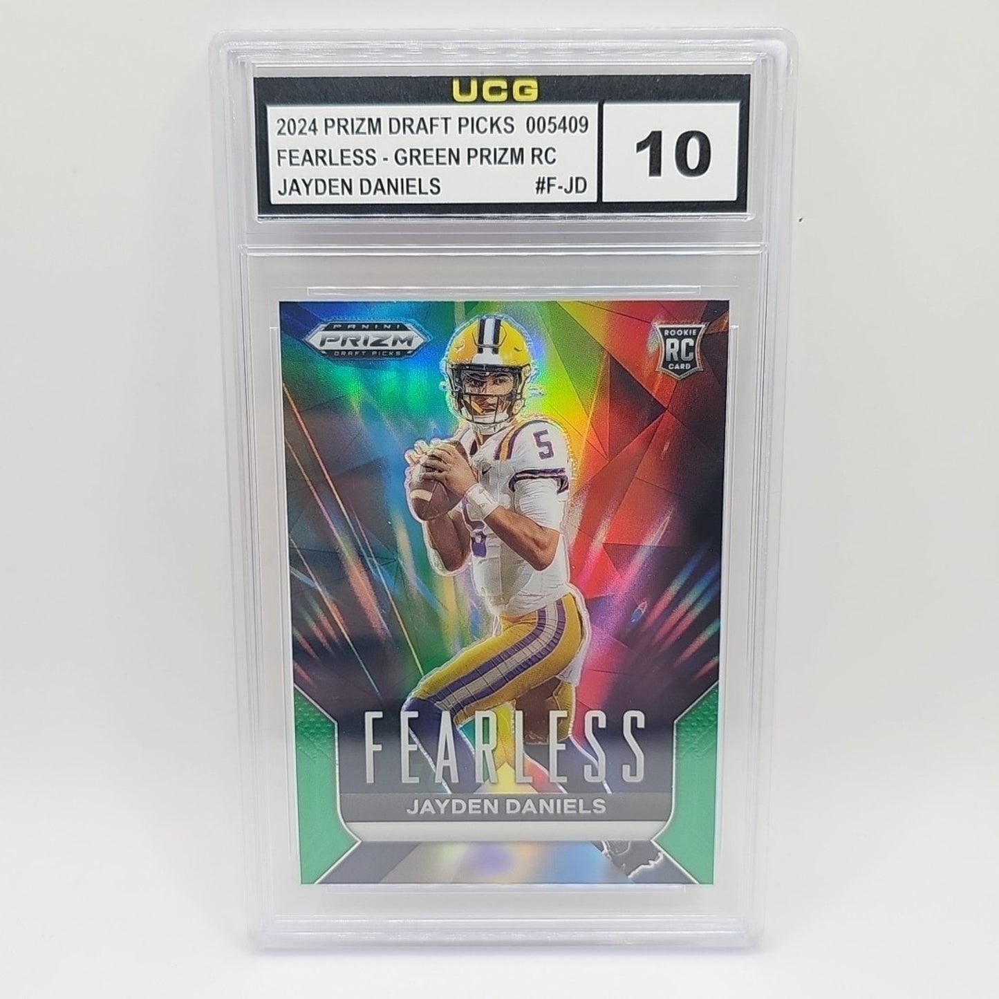 2024 Prizm Draft Picks #FJD Jayden Daniels Fearless Green Prizm Graded 10