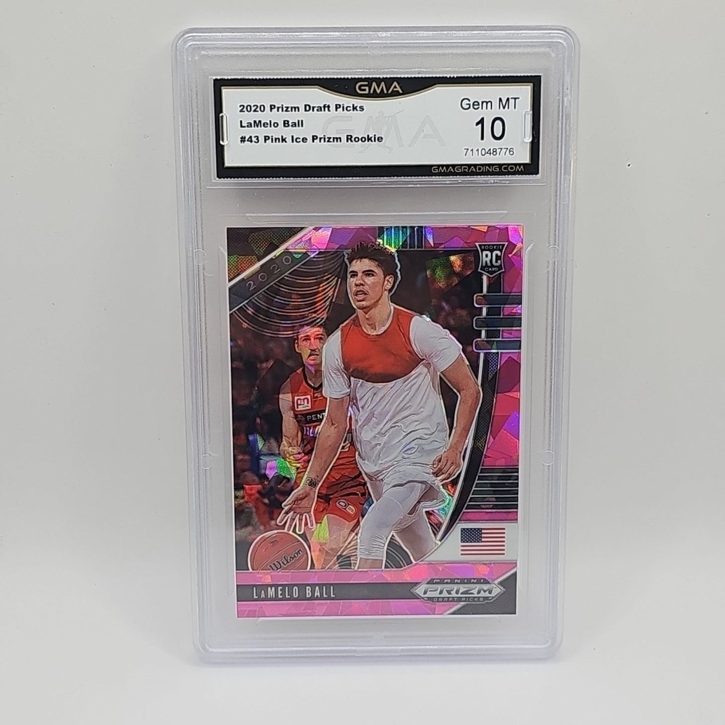 2020-21 Panini Prizm Draft Picks - LaMelo Ball #43 Pink Ice Prizm (RC) Graded 10
