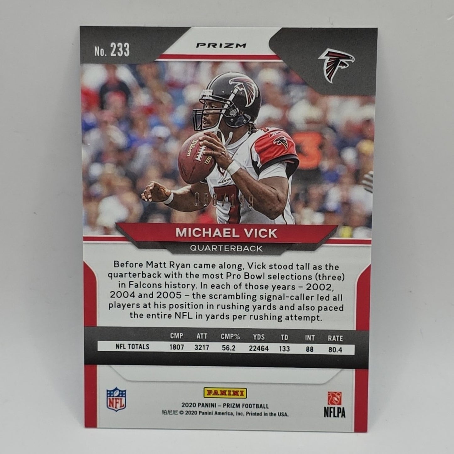2020 Panini Prizm - Teal Prizm #233 Michael Vick /199 NFL Atlanta Falcons