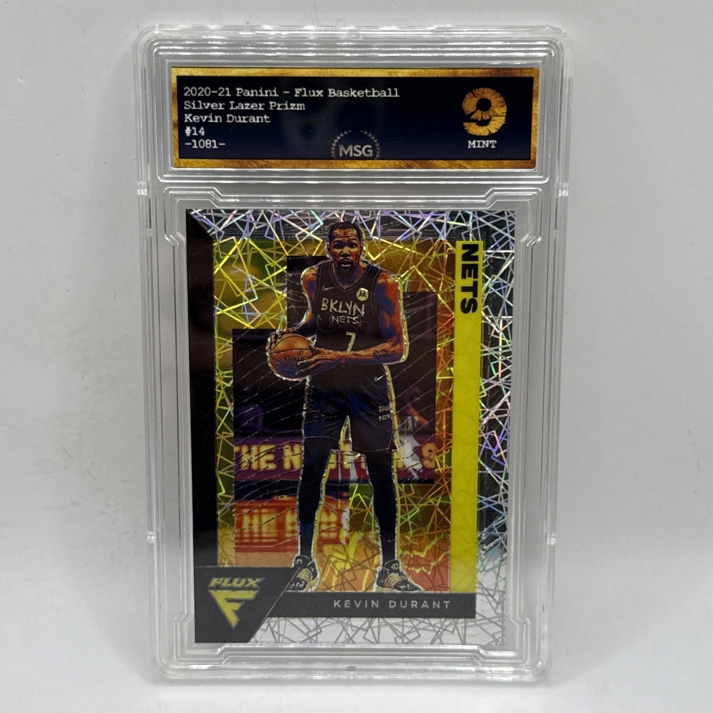 2020 Panini Flux Laser #14 Kevin Durant Prizm Brooklyn Nets Graded 9 Mint NBA