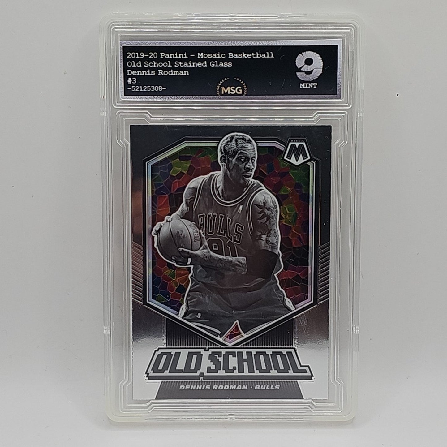 2019-20 Panini Mosaic #3 Dennis Rodman Old School Graded 9 Mint NBA Bulls