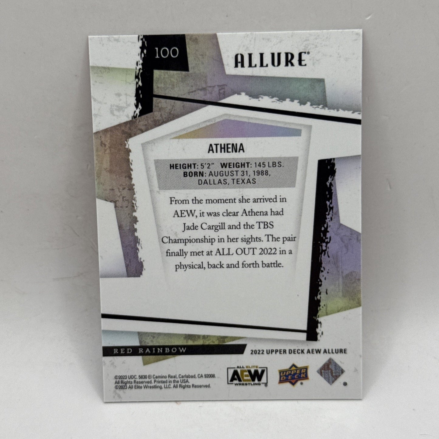 2022 Upper Deck Allure AEW - Athena #100 Red Pulsar Wrestling Trading Card WWE