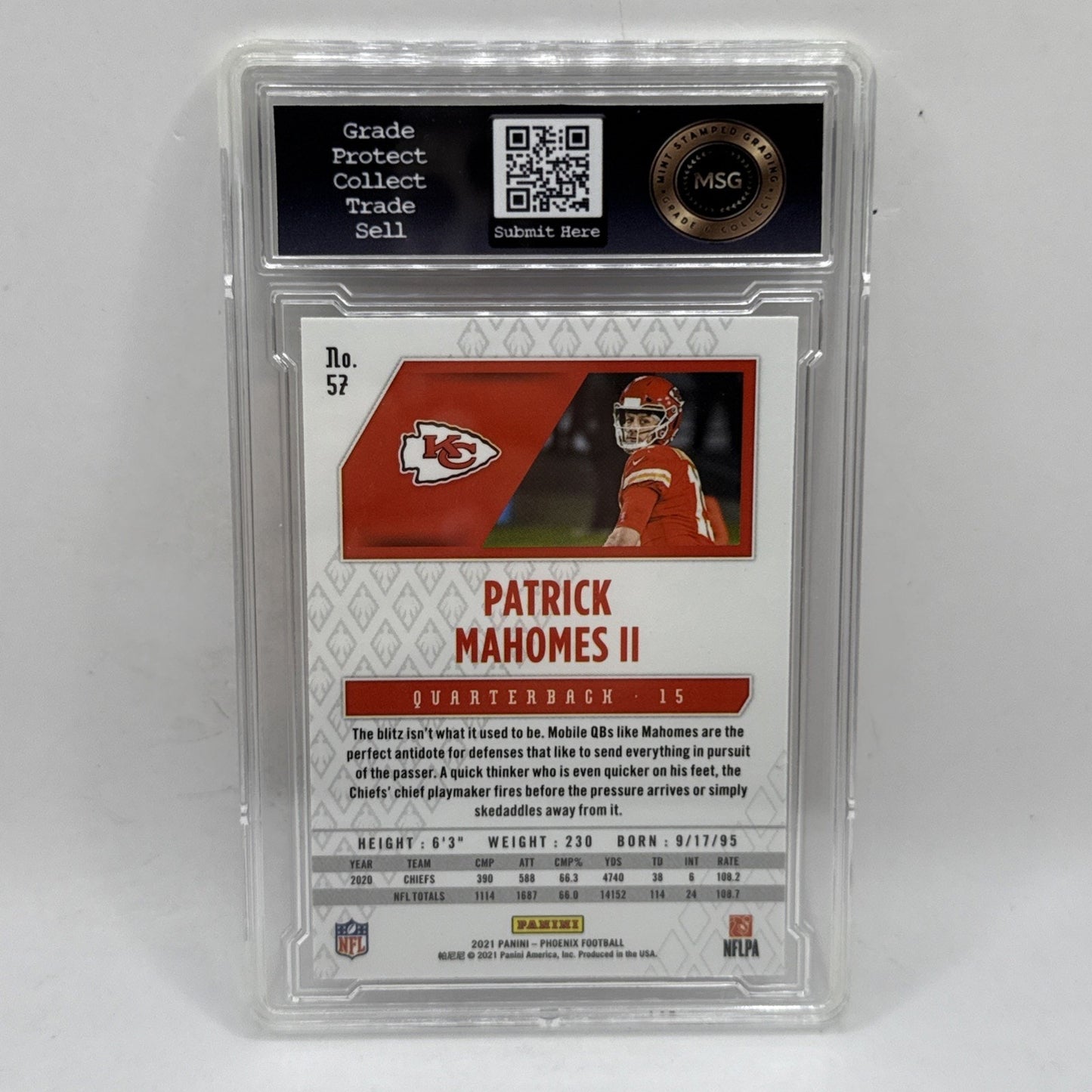 2021 Panini Phoenix Patrick Mahomes II Kansas City Chiefs #57 Graded 9 Mint