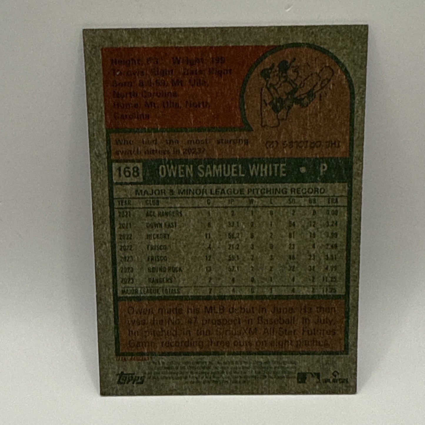 2024 Topps Heritage - Chrome Blue Sparkle Refractor L#168 Owen White