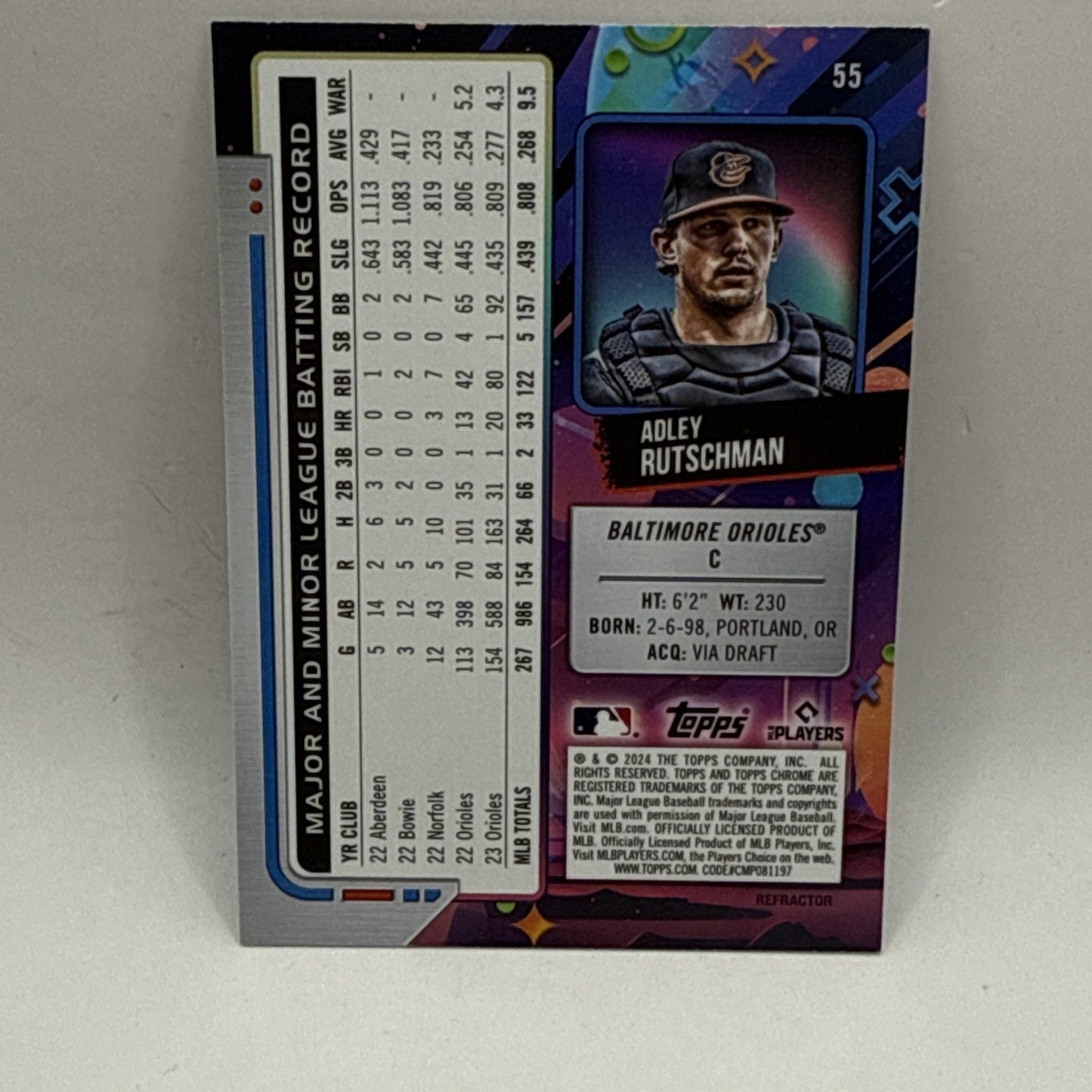 2024 Topps Chrome Cosmic Refractor - #55 Adley Rutschman Baltimore Orioles