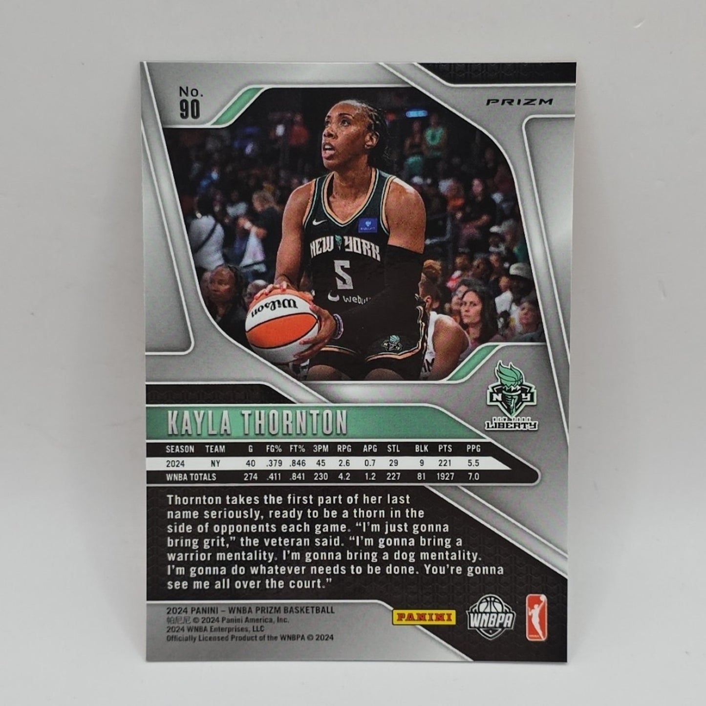 2024 Panini WNBA Prizm Kayla Thornton #90 Orange Ice New York Liberty