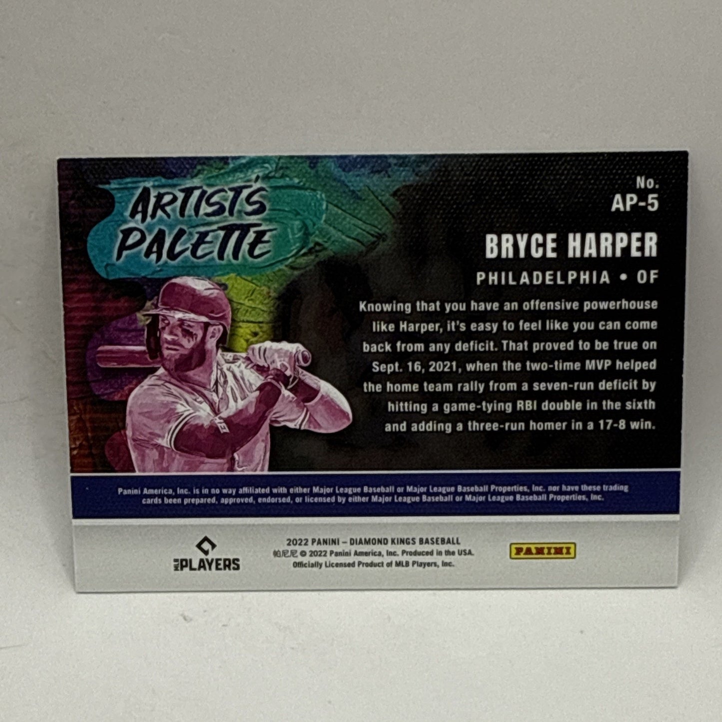 2022 Diamond Kings Artists Palette #AP-5 Bryce Harper Artist's Palette Phillies