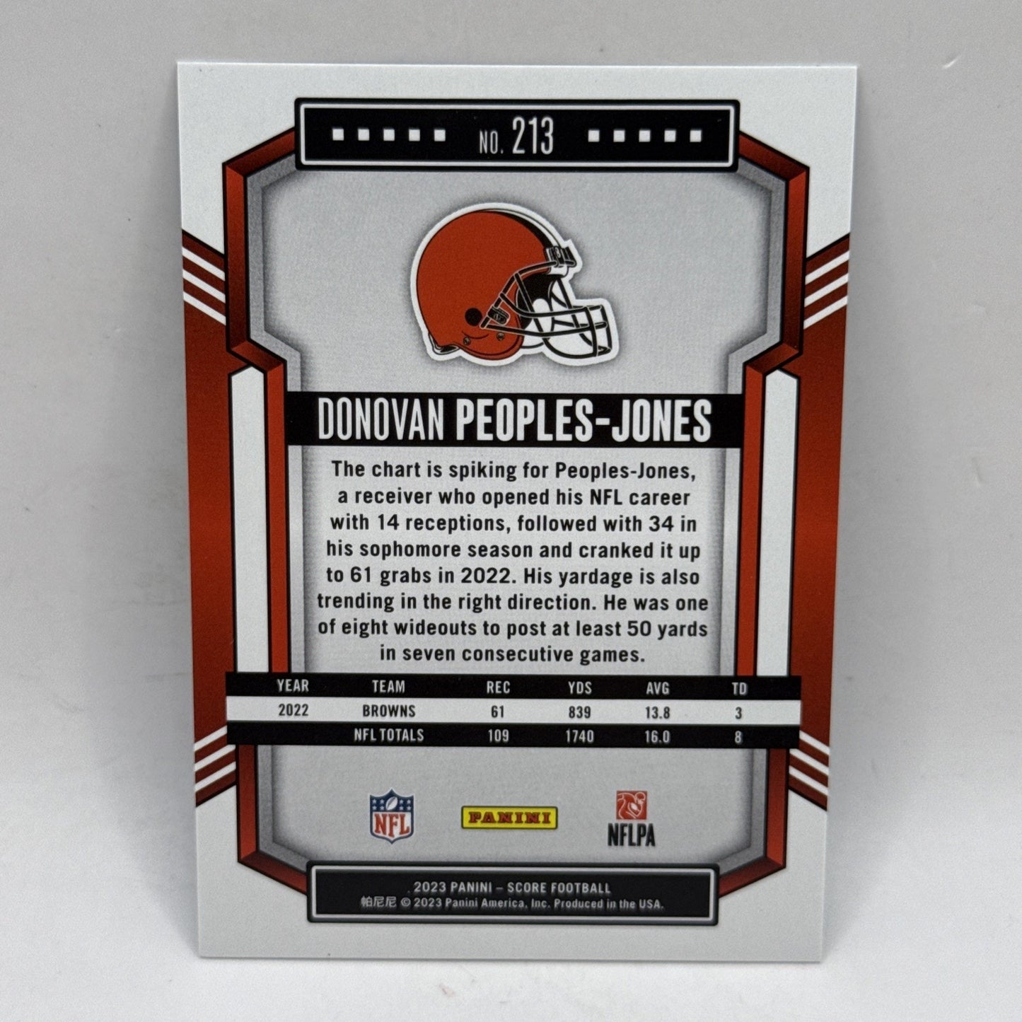 2023 PANINI SCORE DONOVAN PEOPLES-JONES #213 NFL FOOTBALL BROWNS /299