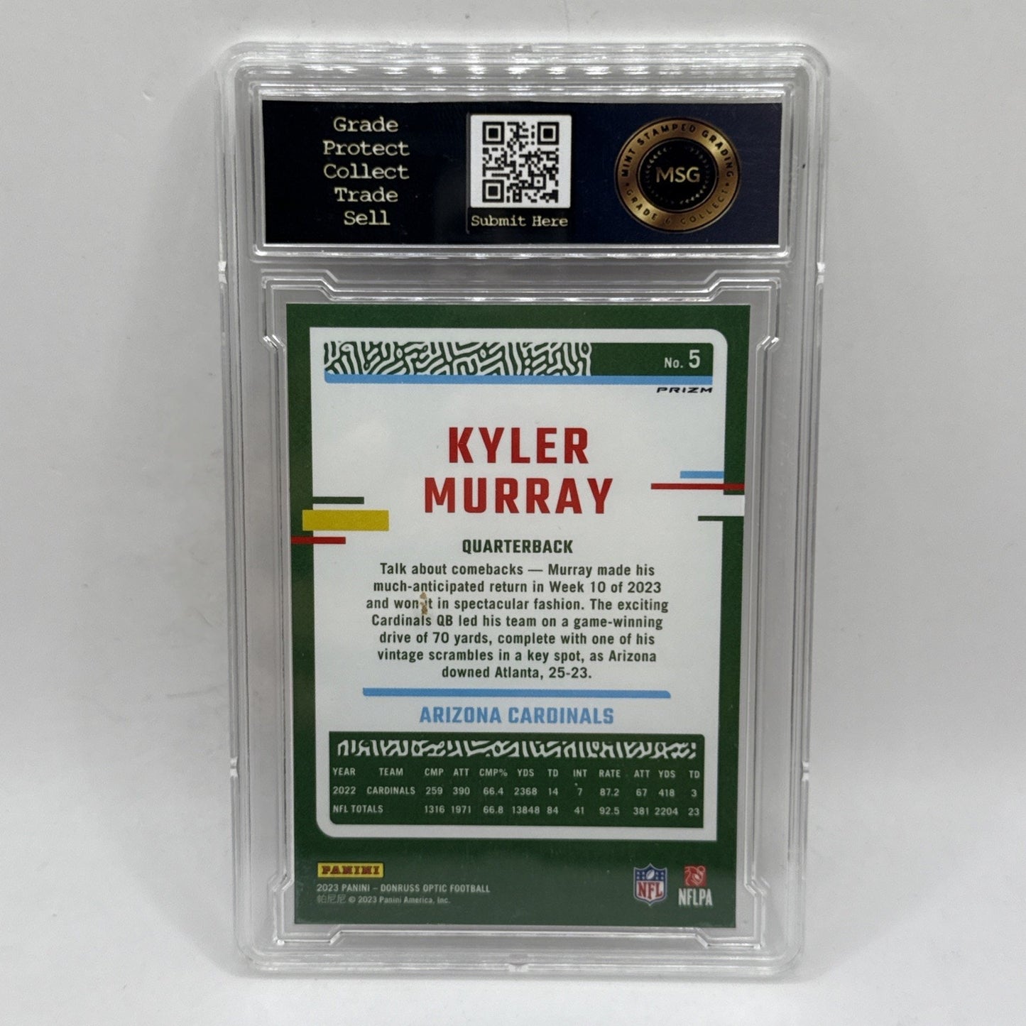 2023 Panini Donruss Optic Kyler Murray Holo BLUE STAR Emoji - Arizona Graded 10