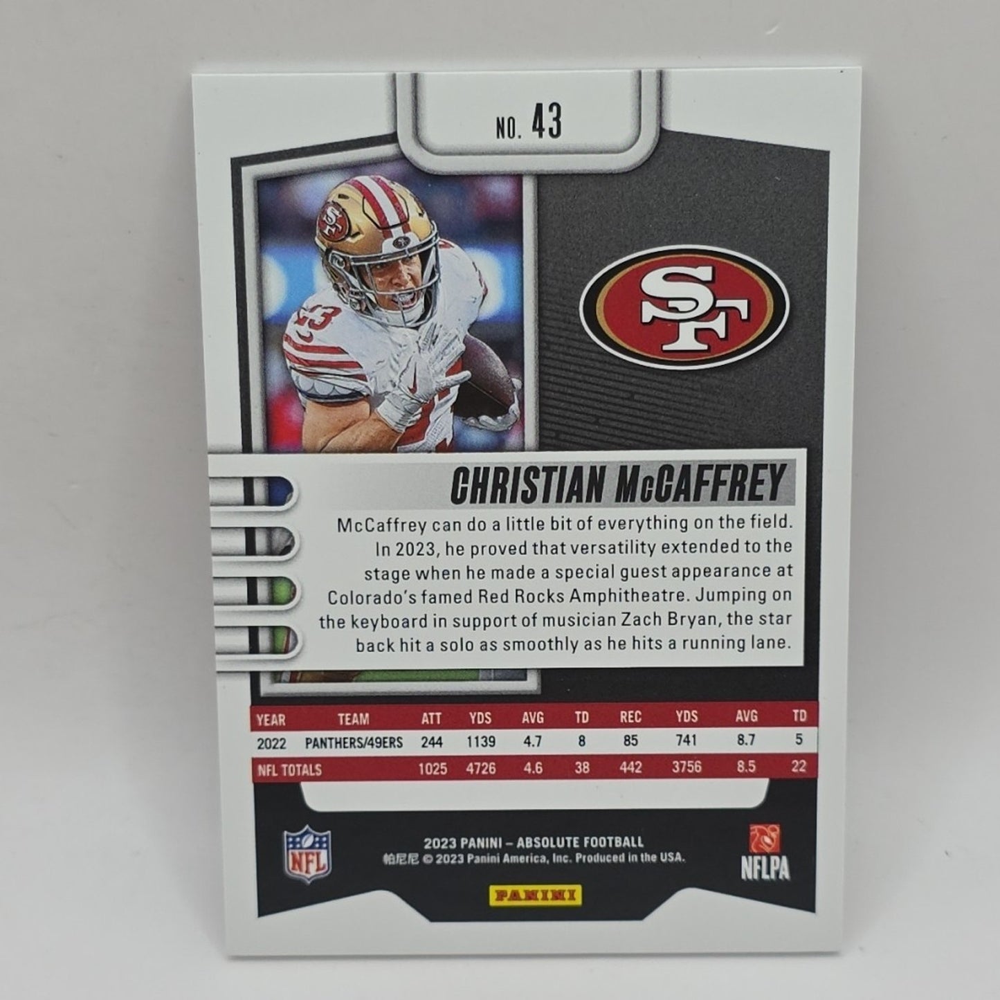 2023 Panini Absolute Christian McCaffrey Silver Hobby San Francisco 49ers #43