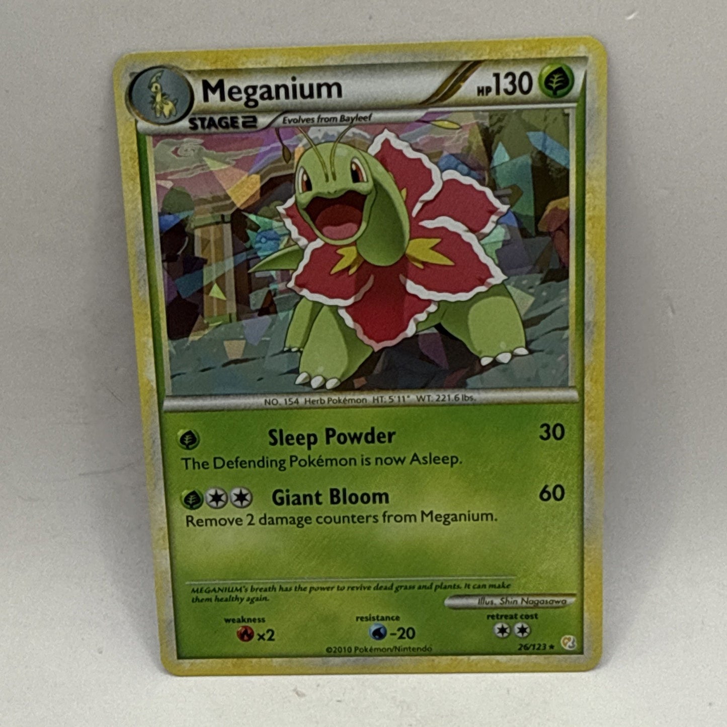 Pokémon TCG Meganium Heartgold Soulsilver 26/123 Cracked Ice Holo MP Card