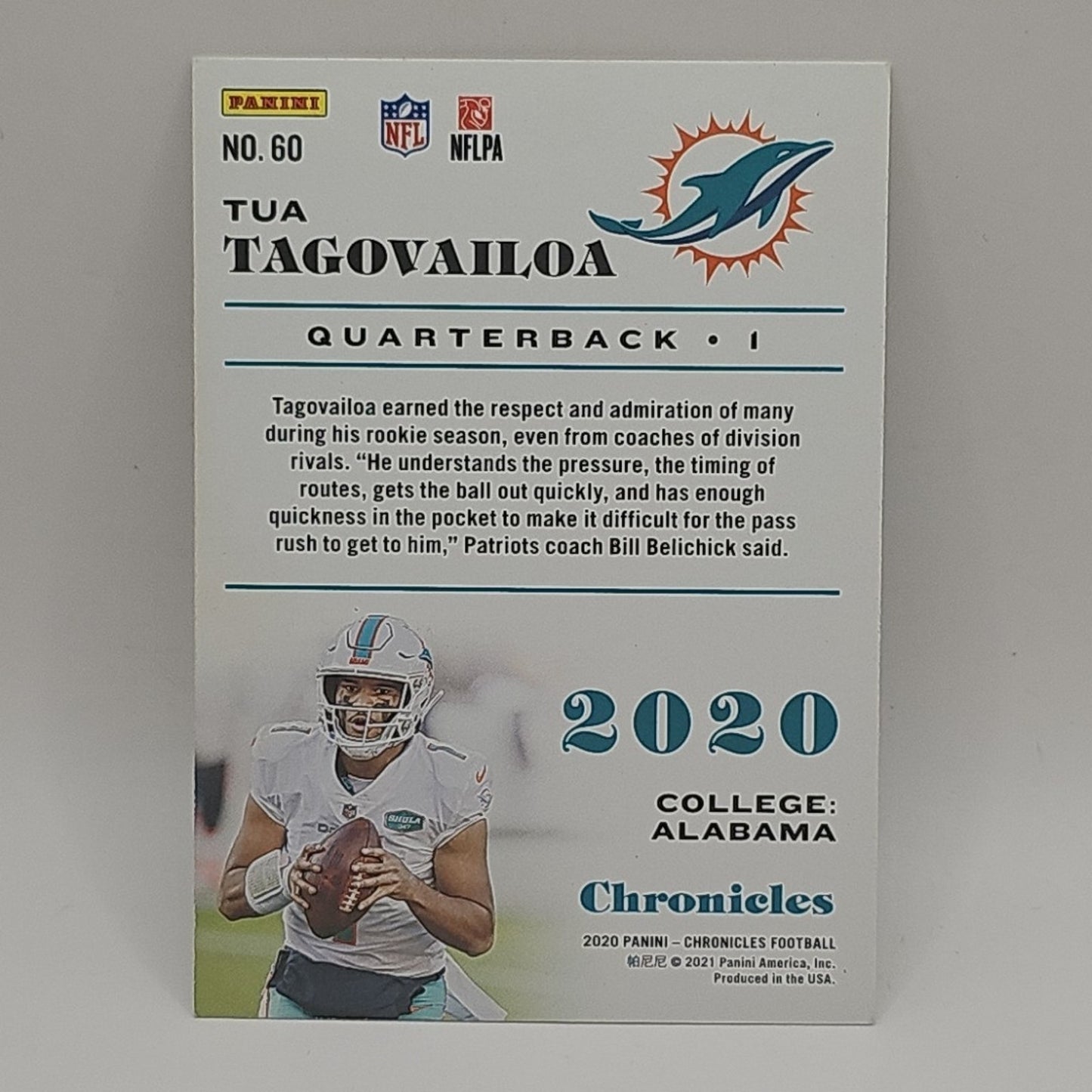 2020 Panini Chronicles Football #60 Tua Tagovailoa Rookie Teal RC