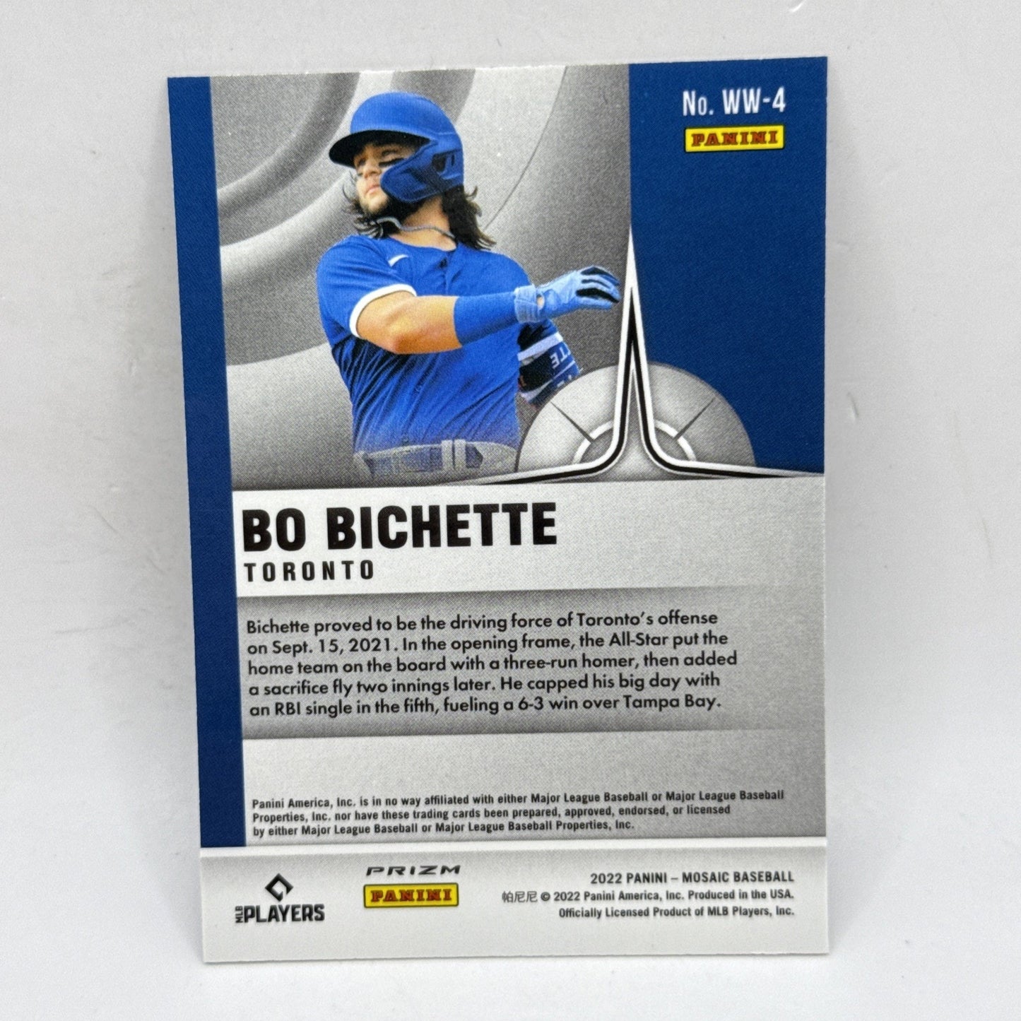 2022 Panini Mosaic - Will to Win Mosaic Prizm #WW-4 Bo Bichette MLB Toronto Card