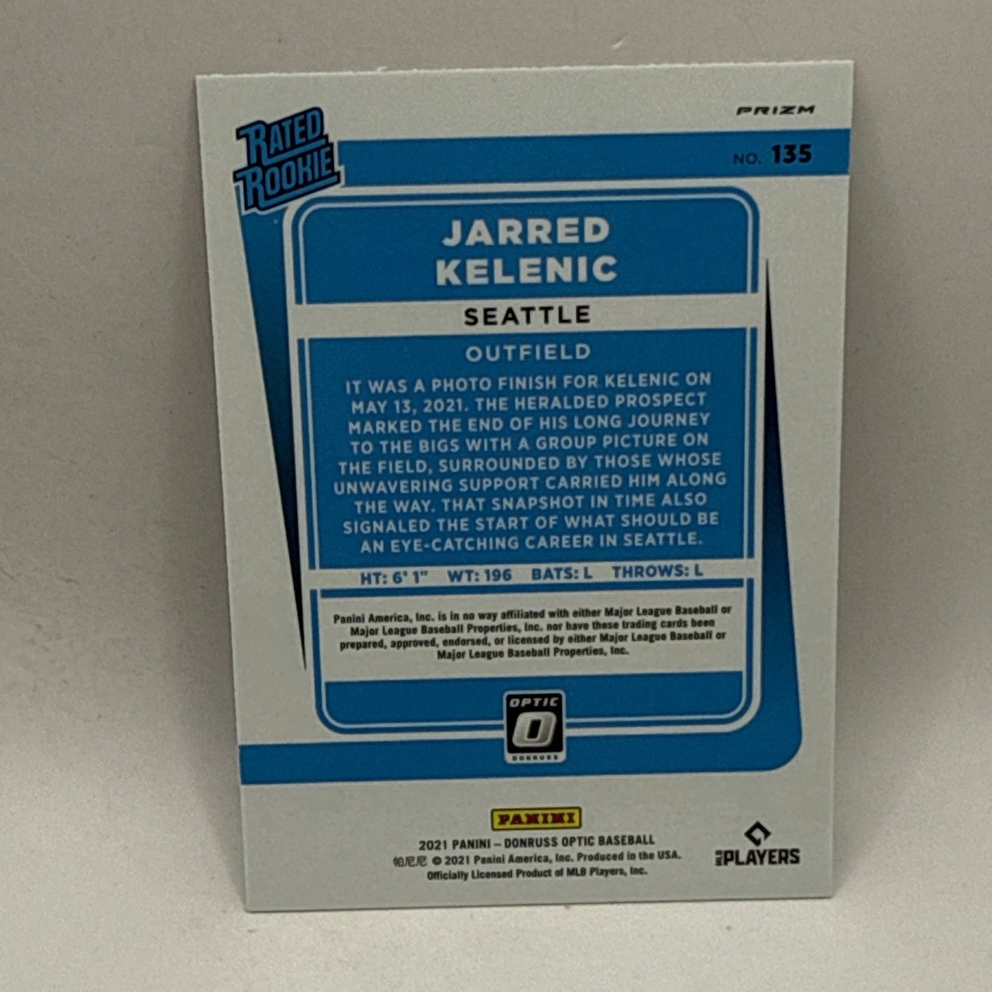 2021 Panini Donruss Optic Silver Prizm Jarred Kelenic Rated Rookie MLB Seattle