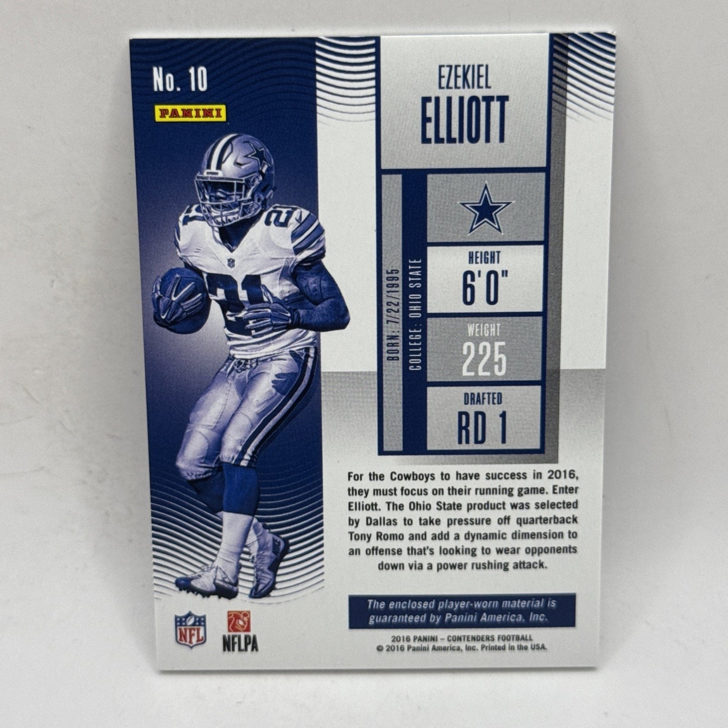 2016 Panini Contenders Football Ezekiel Elliot RC! Rookie Ticket Swatches No. 10