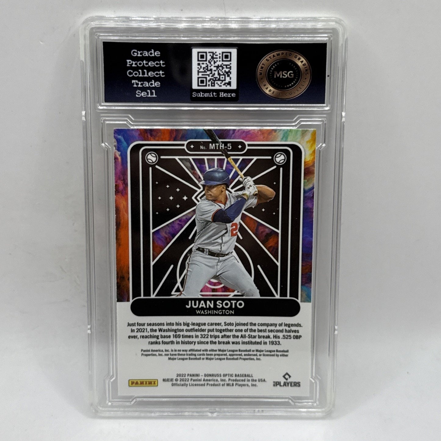 2022 Donruss OPTIC Baseball #MTH-5 JUAN SOTO Mythical Insert Graded 9 Mint MLB