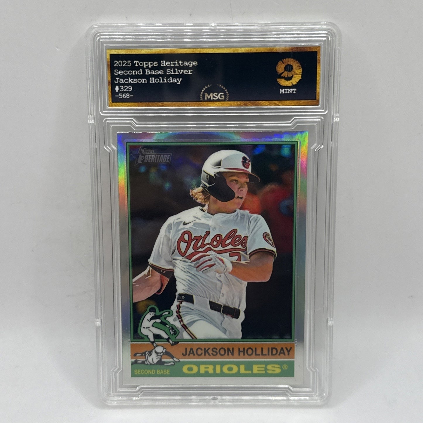 2025 Topps Heritage #329 Jackson Holliday Silver Chrome Refractor Orioles Graded