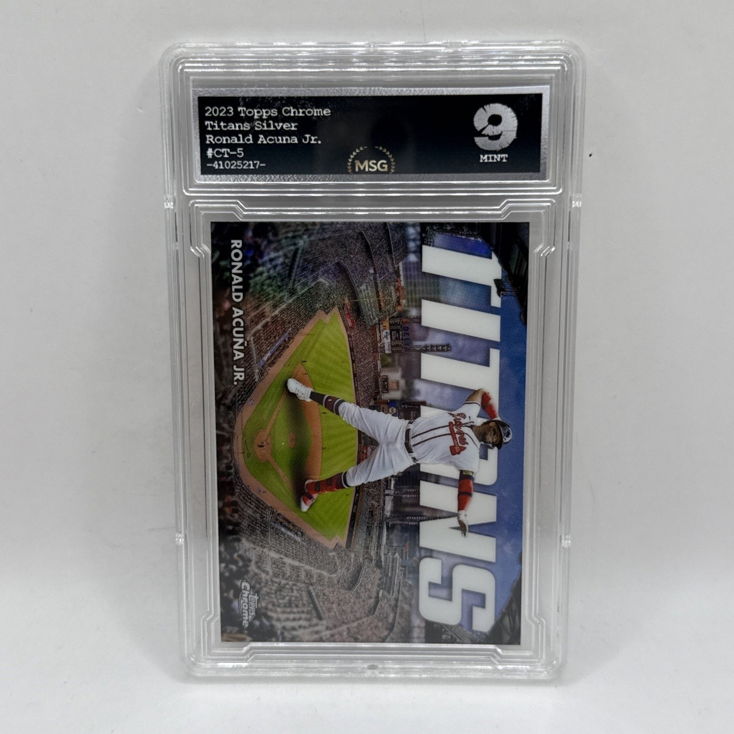 2023 Topps Chrome Ronald Acuna Jr Chrome Titans Refractor #CT-5 Braves Graded 9