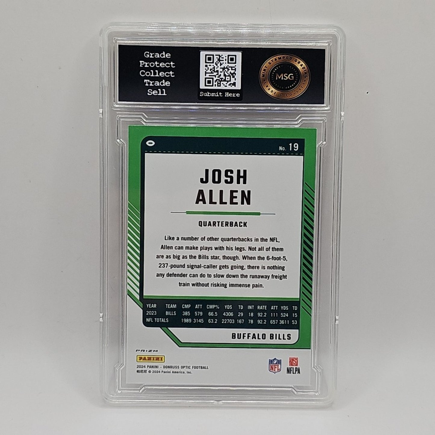 2024 DONRUSS OPTIC JOSH ALLEN BLUE STARS PRIZM BILLS GRADED 9 MINT EMOJI CARD