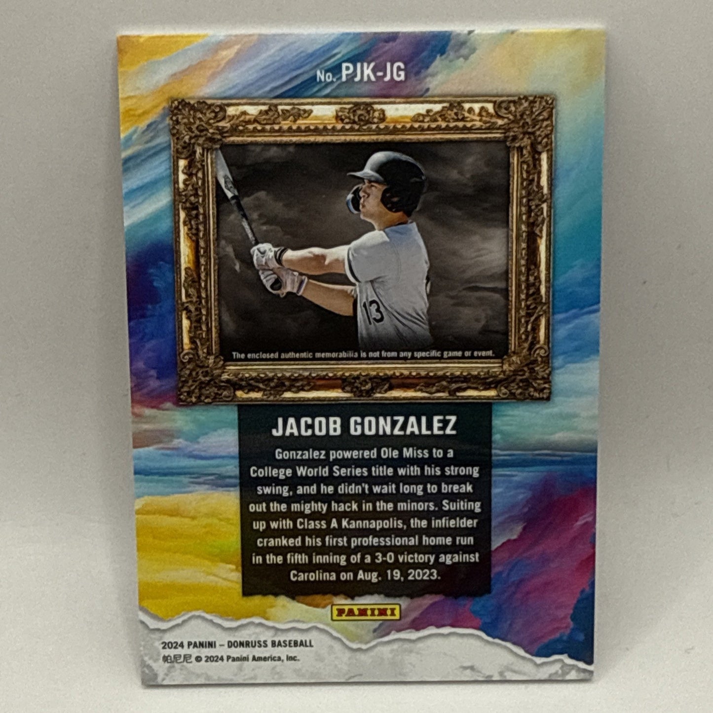 Panini Donruss Jacob Gonzalez Prospect Jersey Kings Orange Ice Relic Chicago MLB