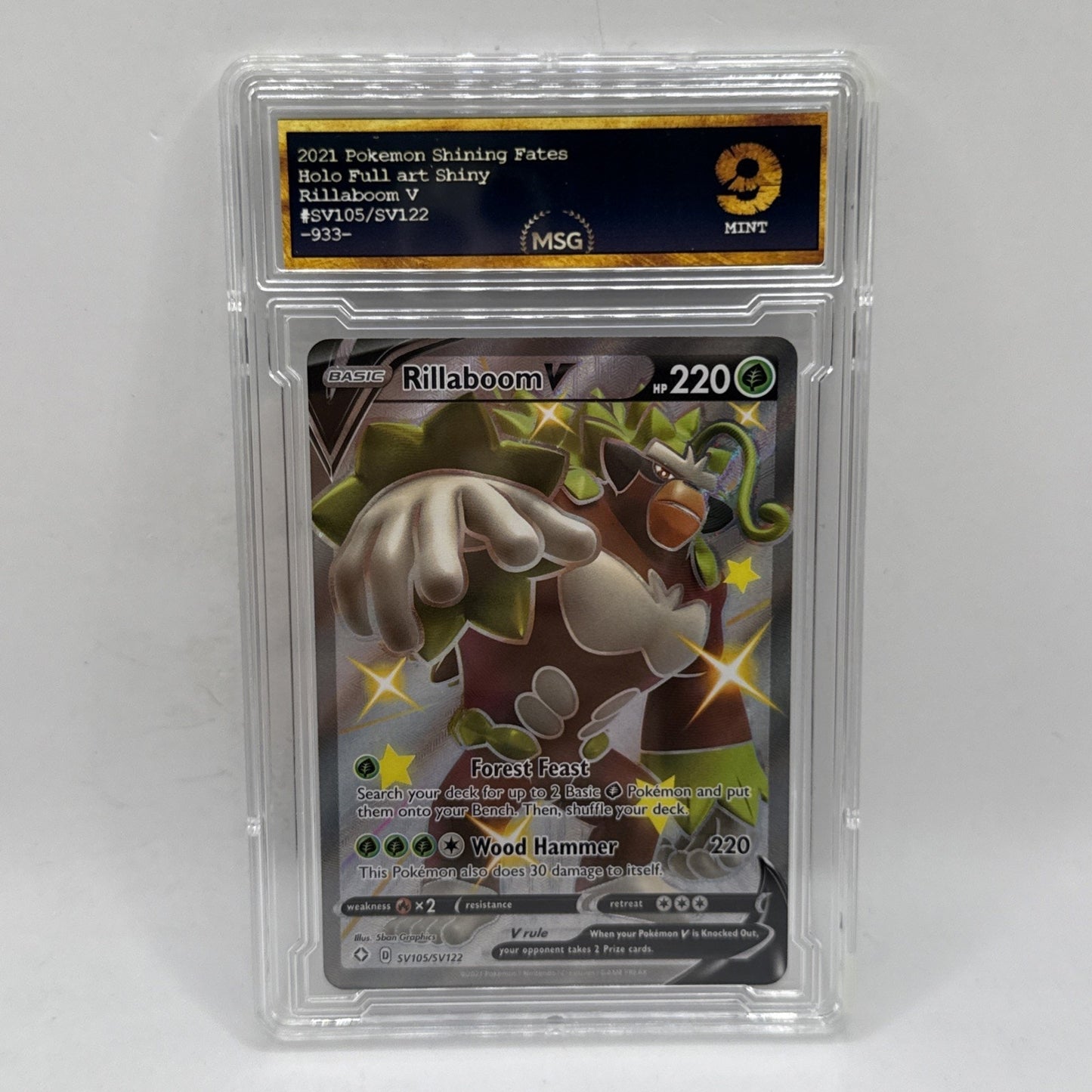 Rillaboom V 2021 Pokemon Sword & Shield Shining Fates #SV105 Graded 9 Mint Tcg