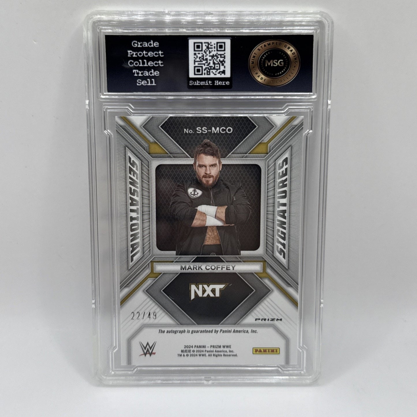 2024 Panini Prizm WWE - Mark Coffey- Sensational Signatures Blue - /49 Graded 9