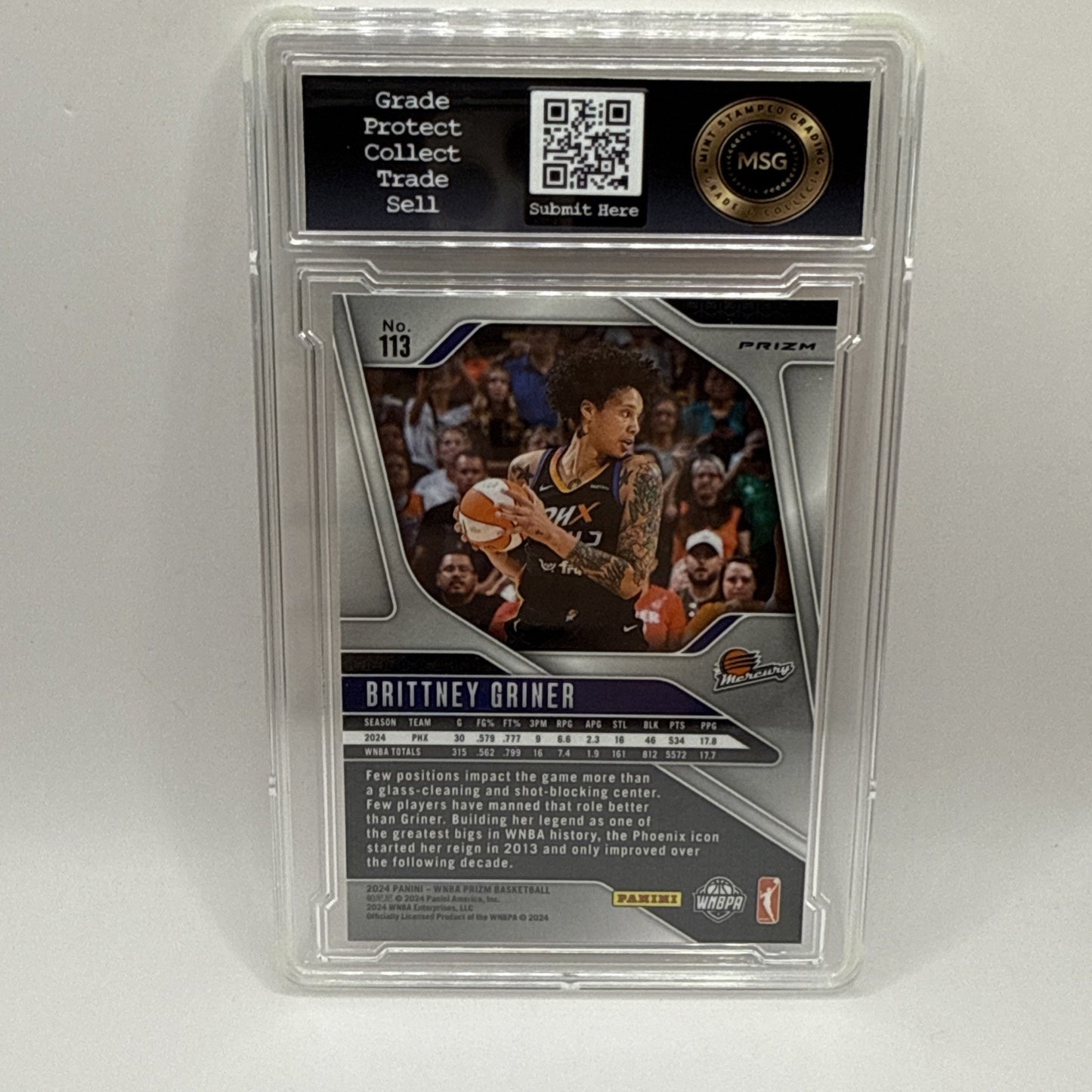 Brittney Griner Orange Lazer 2024-25 WNBA Prizm #113 Graded 9 Phoenix Mercury