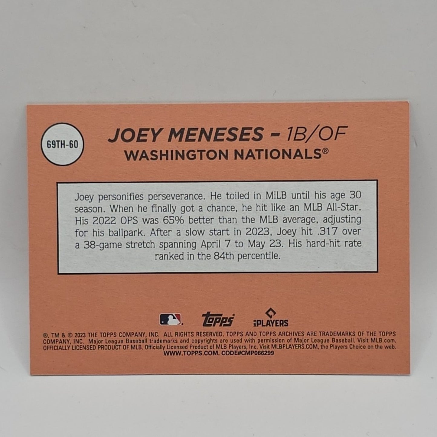 2023 Topps Archives - 1969 Team History Image Variations Joey Meneses /69