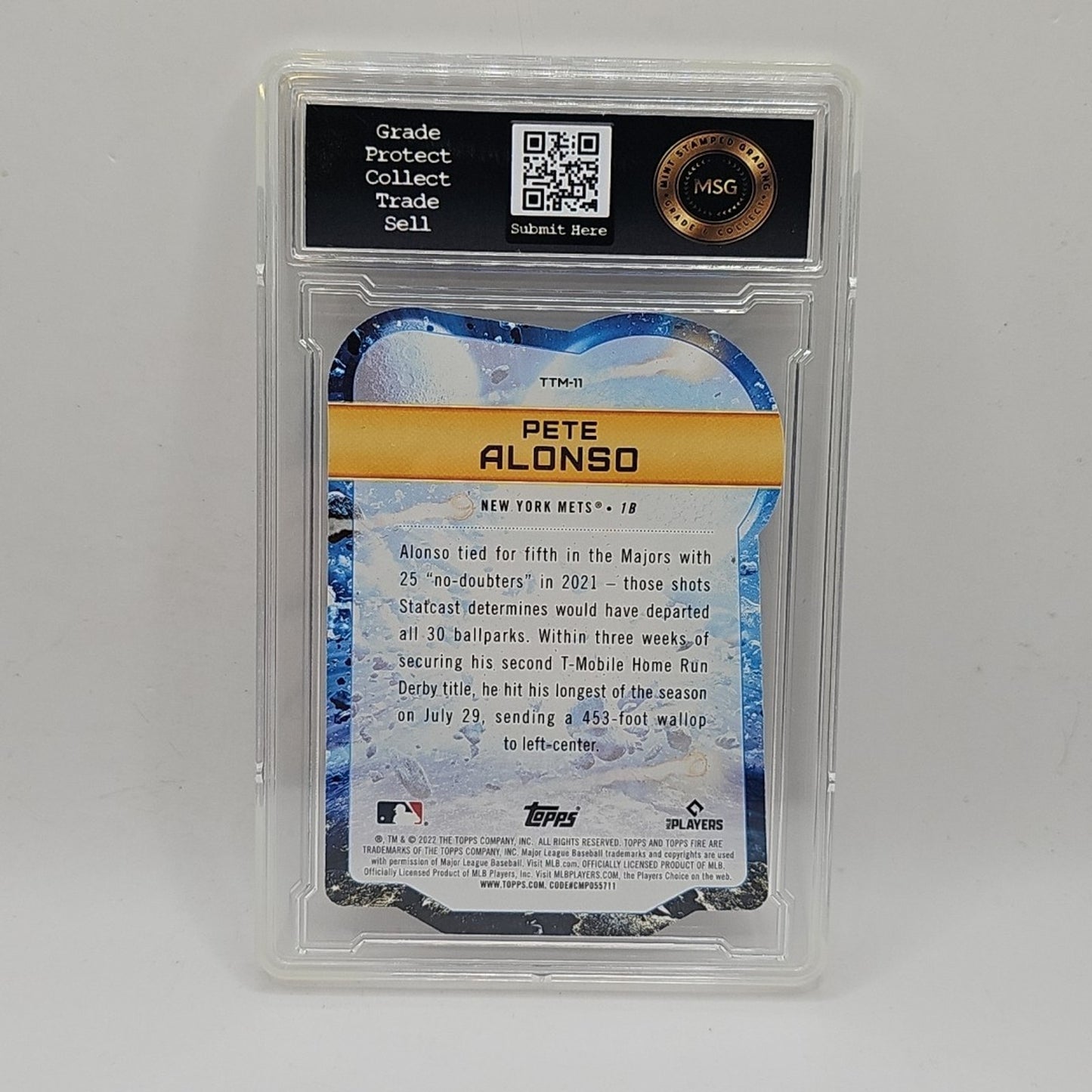 2022 Topps Fire MLB To The Moon PETE ALONSO New York Mets TTM-11 Die-Cut Graded