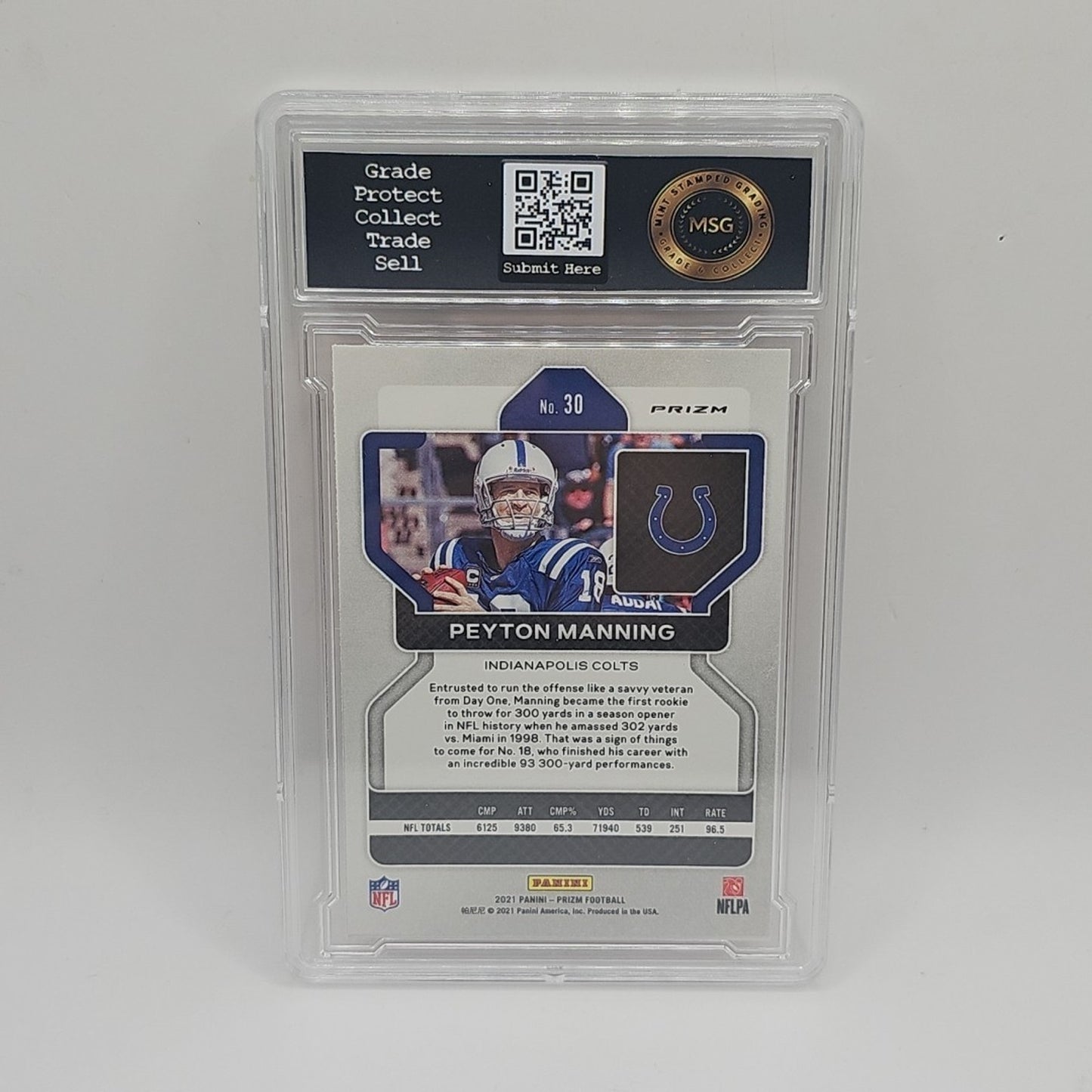 2021 Panini Prizm Peyton Manning SP Red Ice Indianapolis Colts HOF Graded 8 NFL