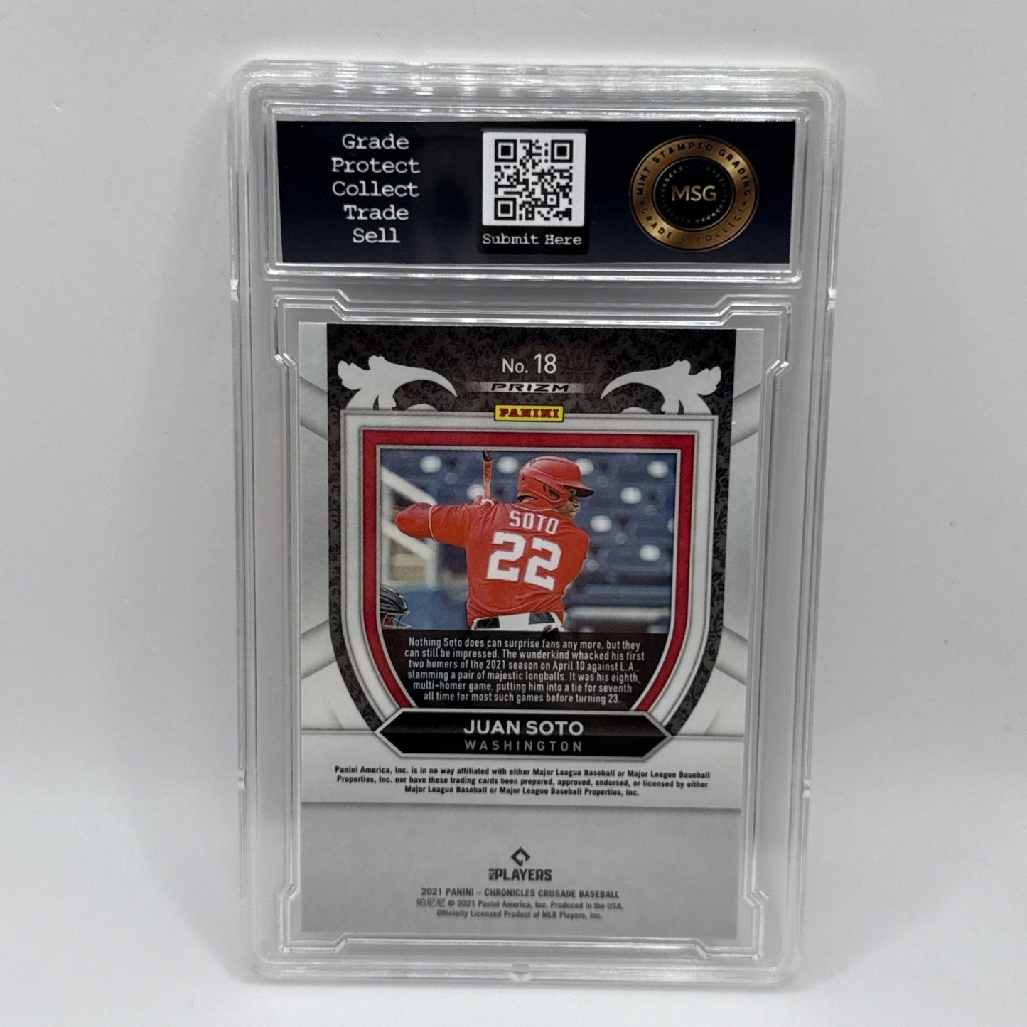 2021 Chronicles #18 Juan Soto Crusade Building Blocks Washington MLB Graded 10
