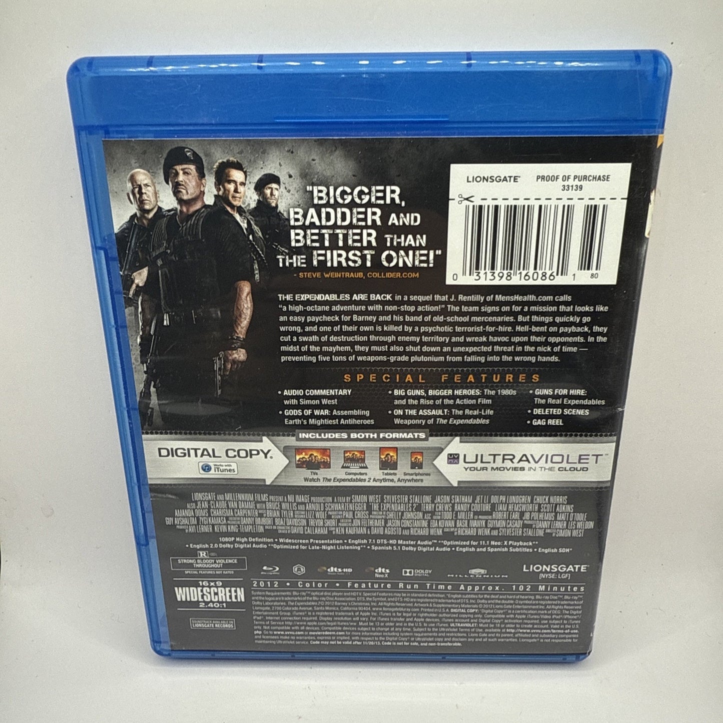 The Expendables 2 (Blu-ray, 2012) Stallone - Statham - Van Damme - Willis