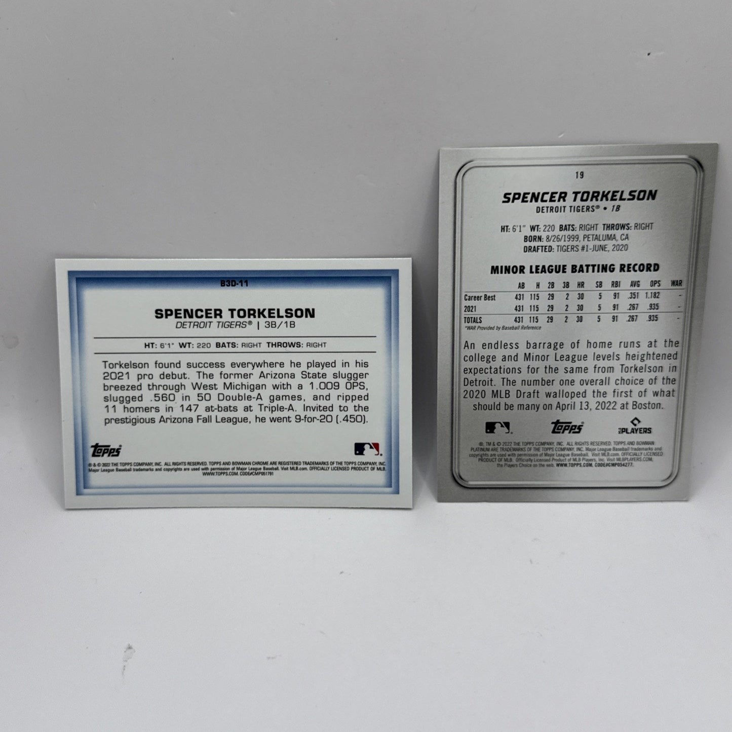 2022 Bowman Chrome Bowman in 3D #B3D11 Spencer Torkelson Detroit MLB