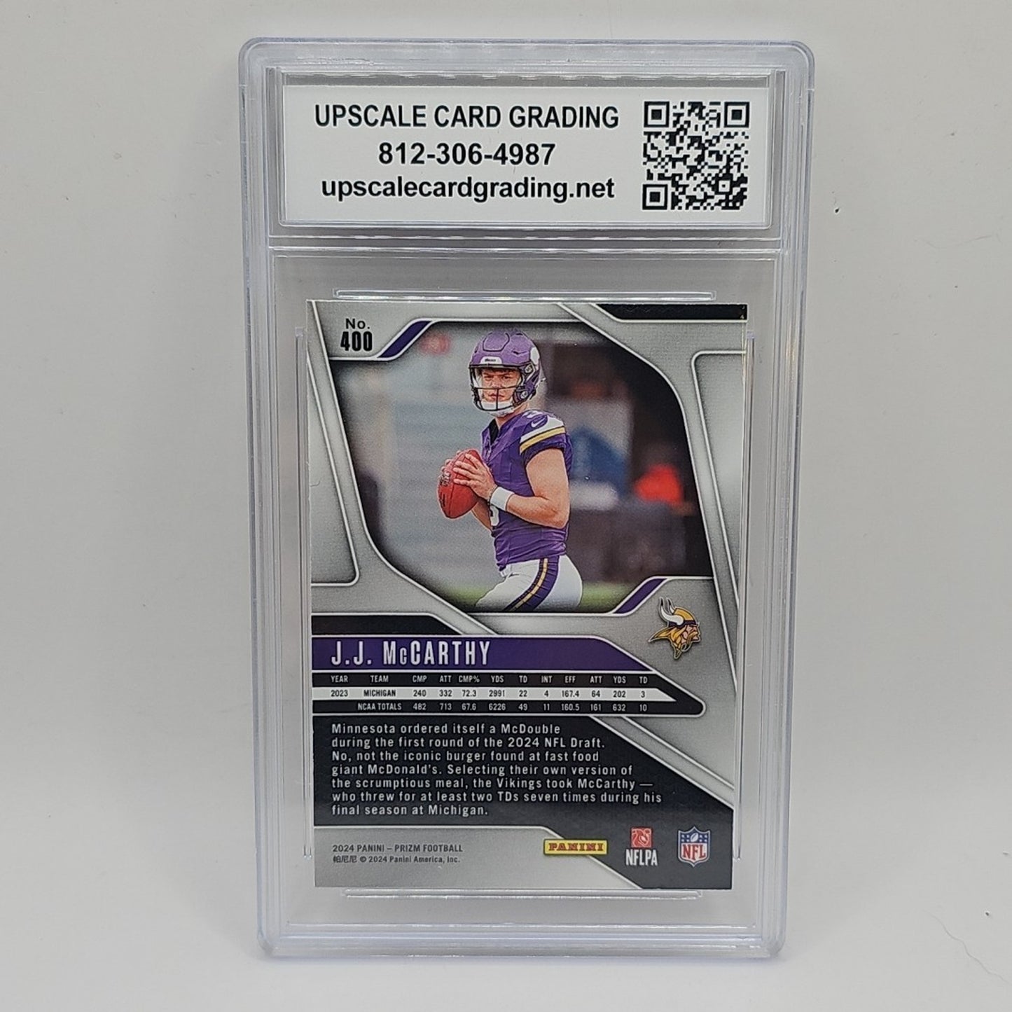 2024 Panini Prizm - Rookies J.J. McCarthy #400 Base Prizm (RC) Graded 10 Gem