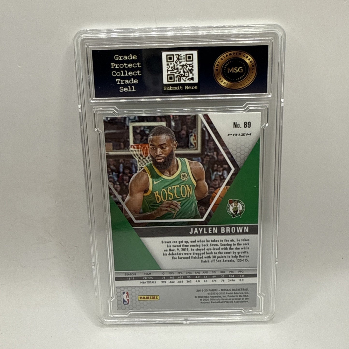 2019-20 Panini Mosaic #89 Jaylen Brown Green Prizm Color Match Graded 9 Mint NBA