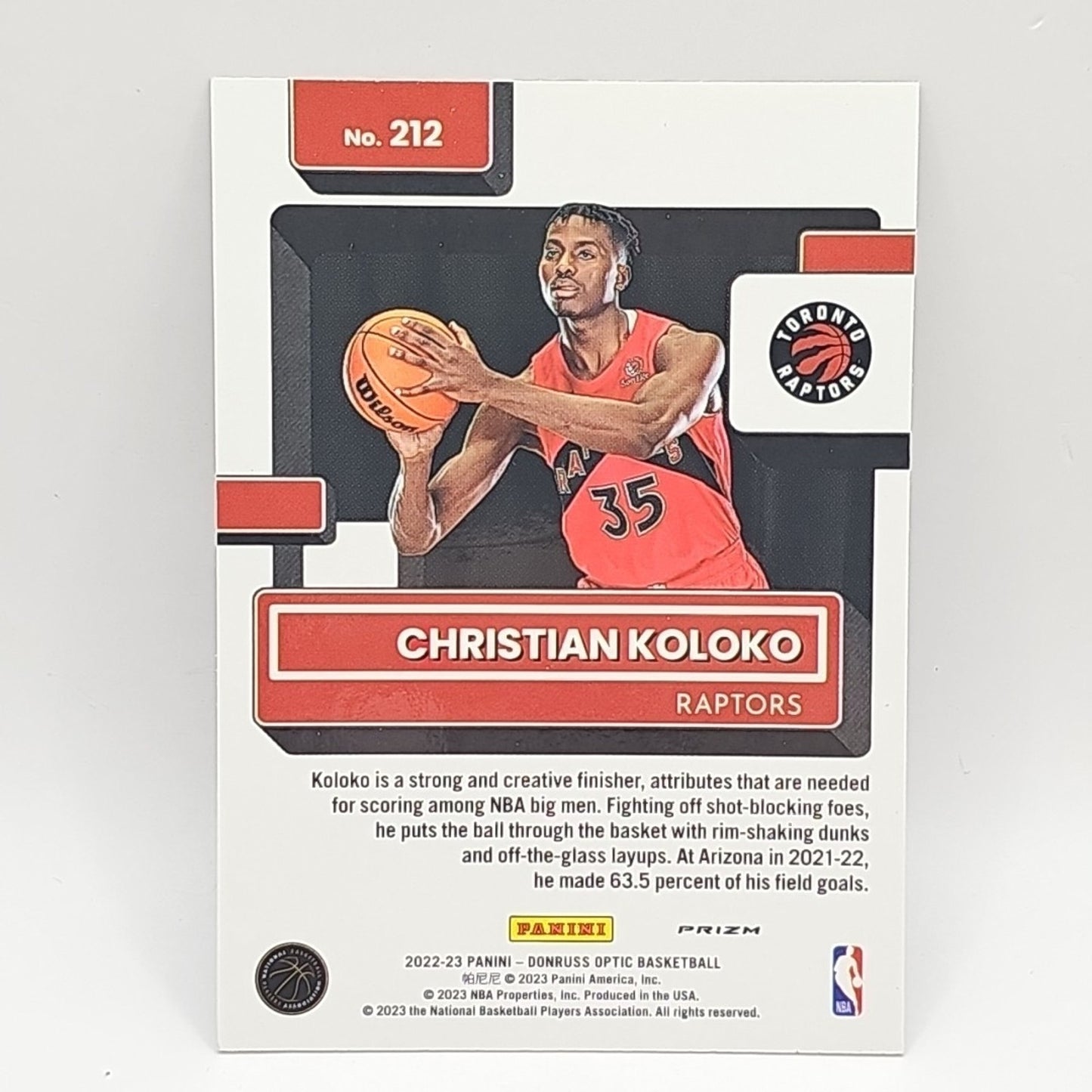 2022-23 Donruss Optic Rated Rookie Choice Mojo #212 Christian Koloko Raptors
