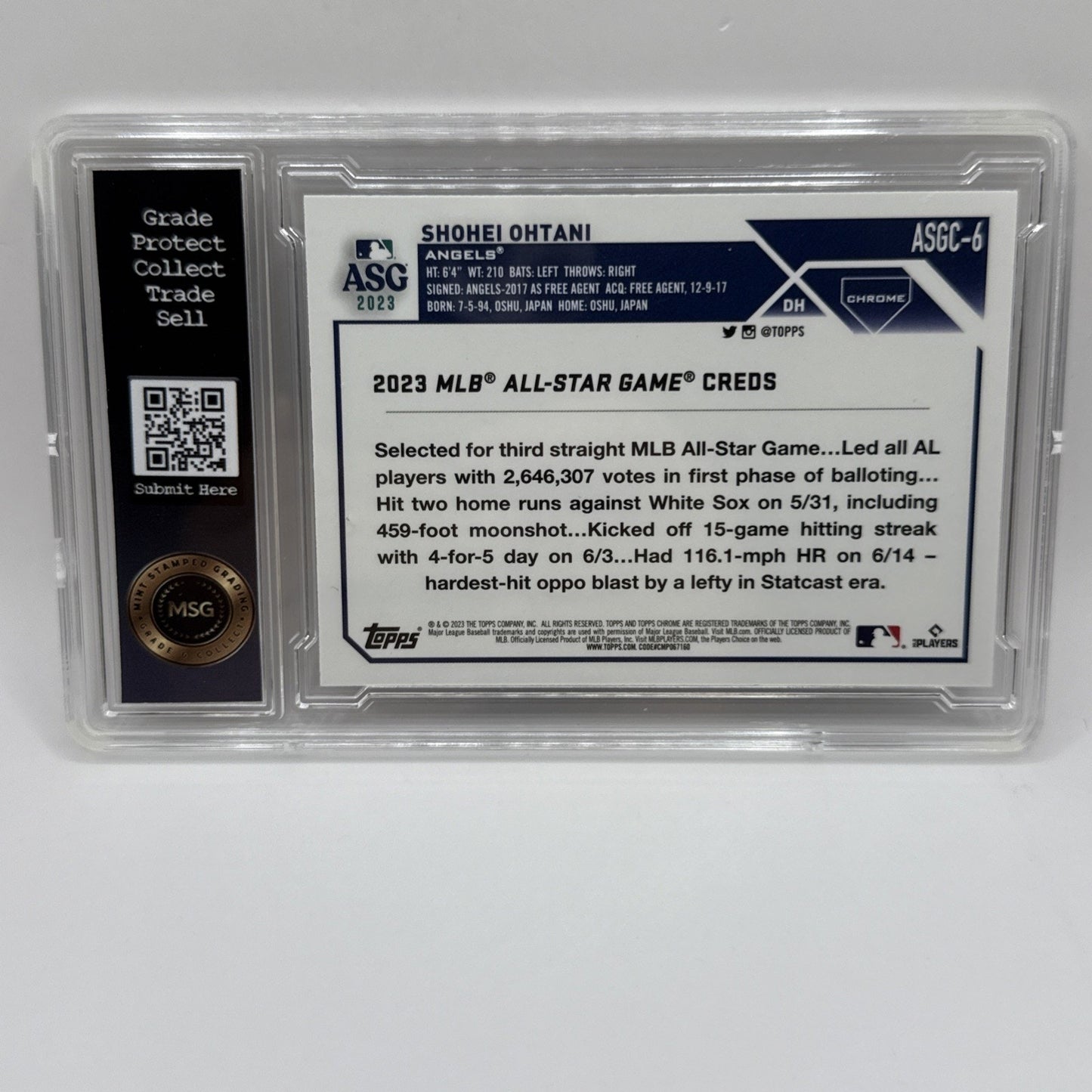 2023 Topps Chrome Update Shohei Ohtani All Star Refractor #ASGC-6 Graded 9 Mint