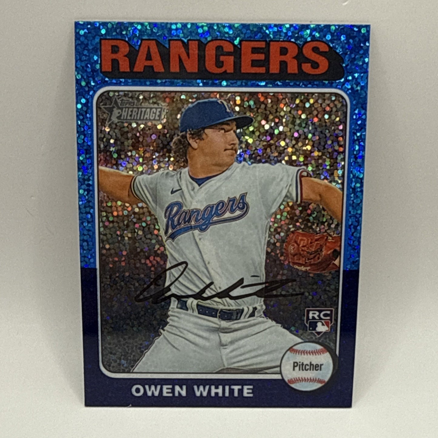 2024 Topps Heritage - Chrome Blue Sparkle Refractor L#168 Owen White