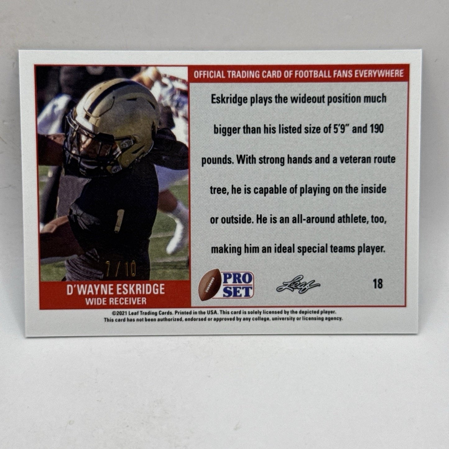 2021 Leaf Pro Set Metal Blue D'Wayne Eskridge RC /10 SP NFL Seahawks