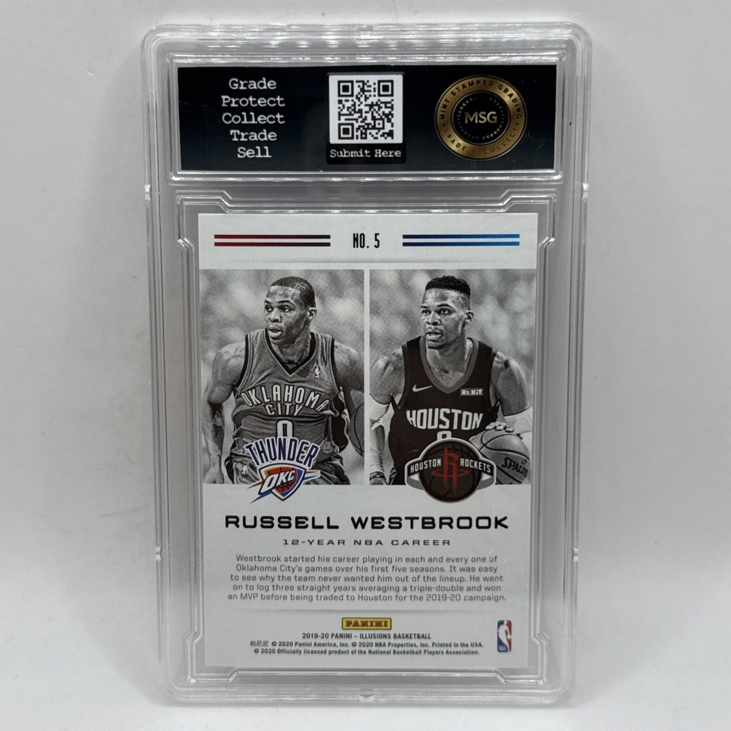 2019-20 Illusions Russell Westbrook Career Lineage #5 Thunder Rockets Graded 9
