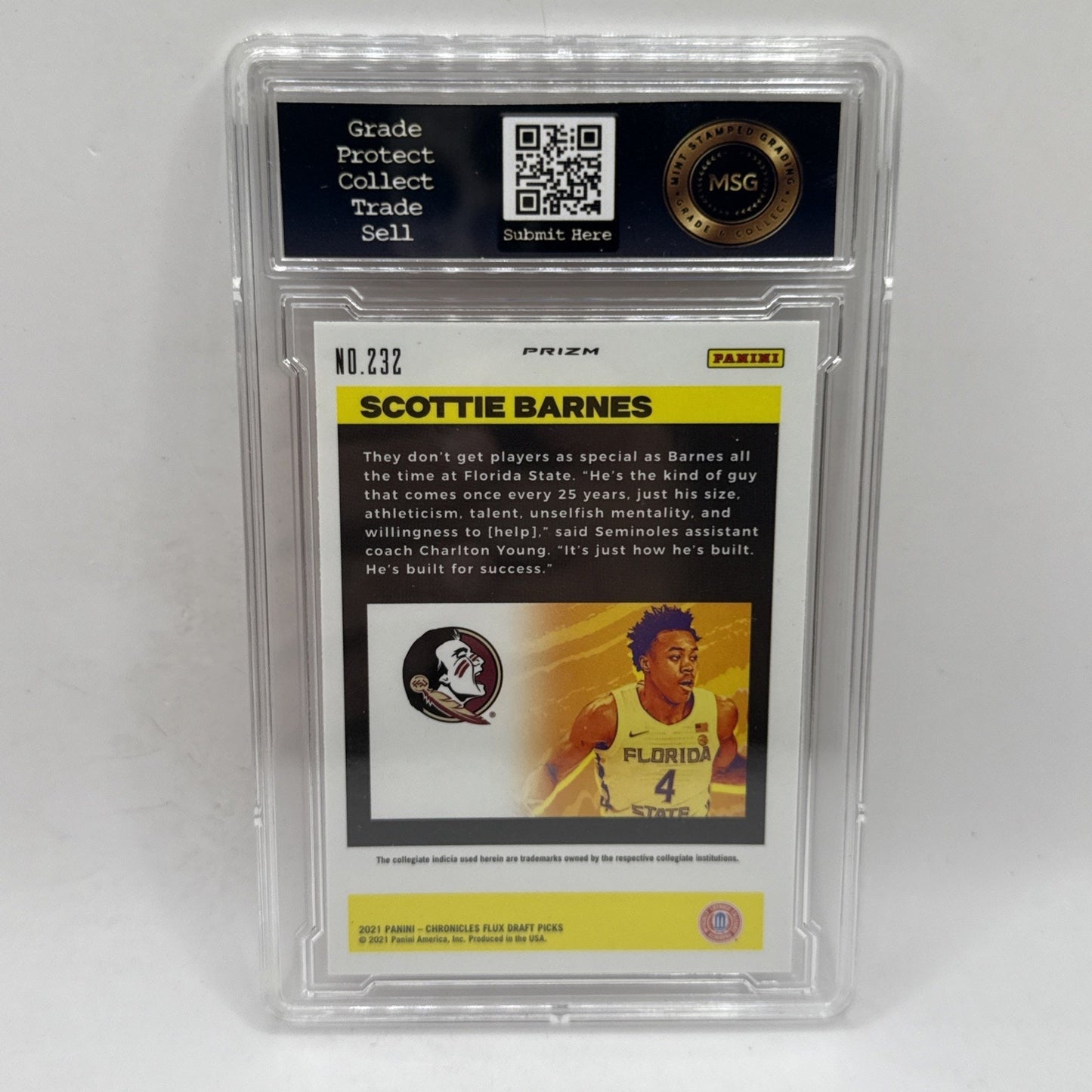 2021 Panini Chronicles Scottie Barnes Flux Pink Prizm Rookie #232 Raptors FSU RC