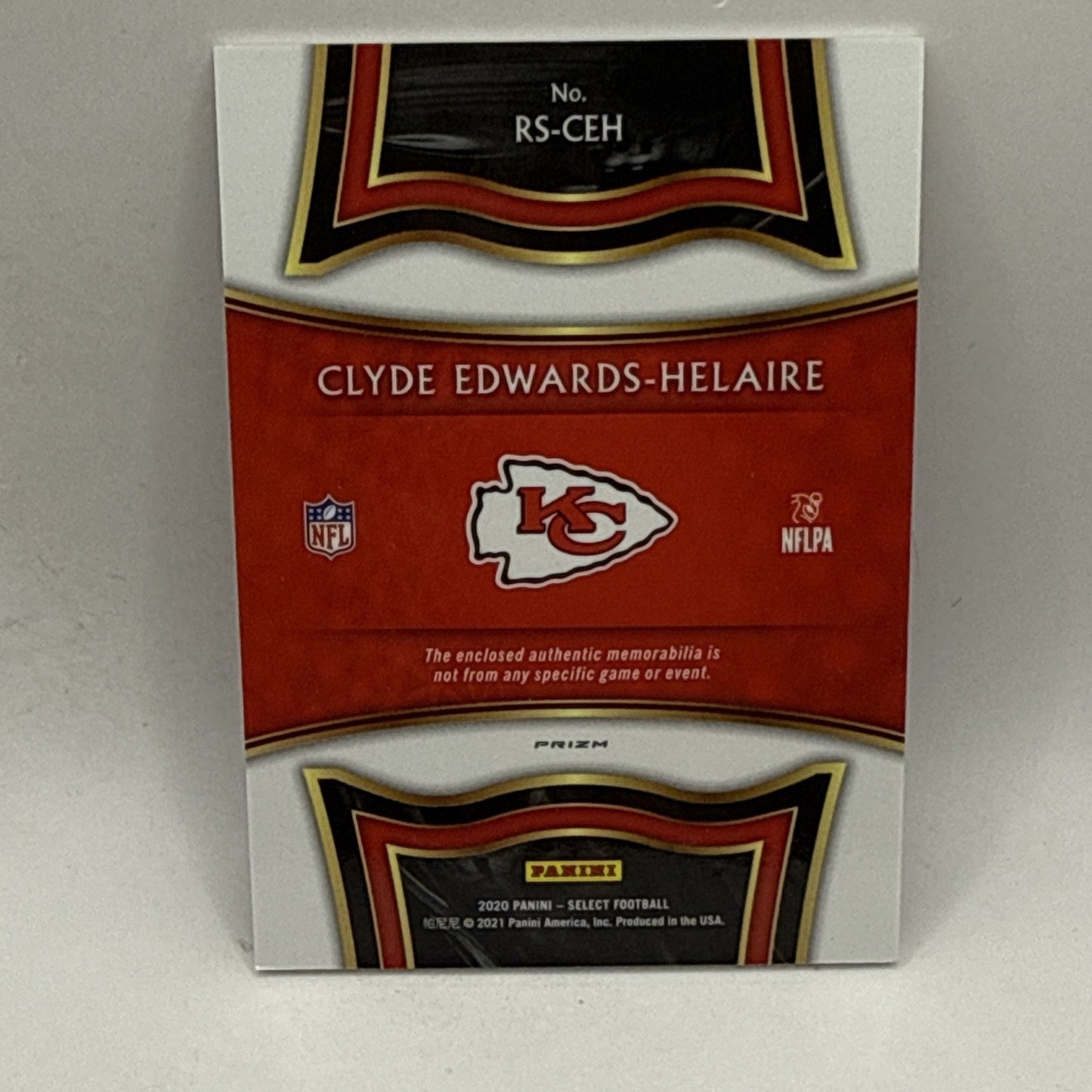 2020 Panini Select Clyde Edwards-Helaire Red Prizm Patch Rookie RS-CEH NFL Chief