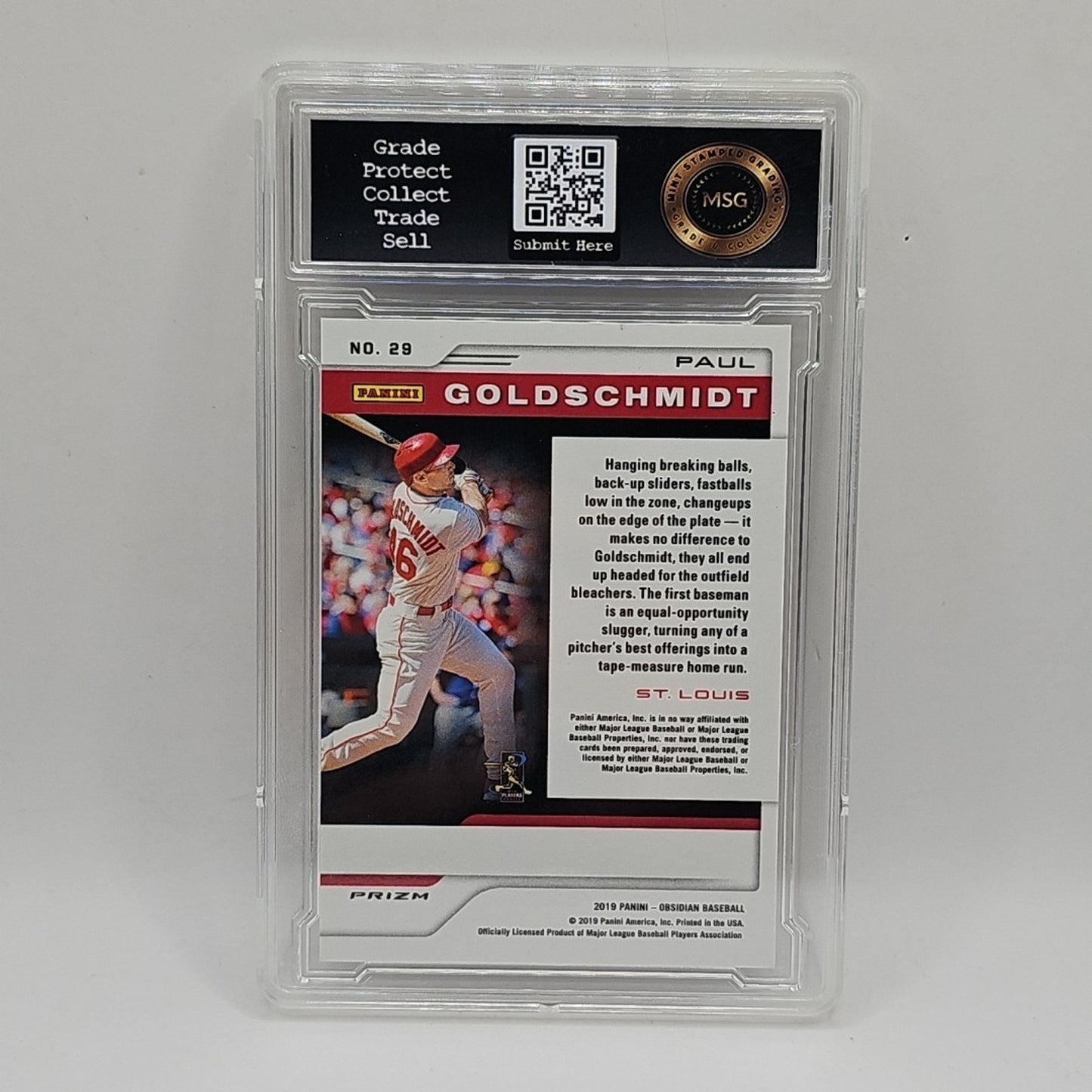 Paul Goldschmidt 2019 Panini Obsidian Silver #29 - St. Louis Cardinals Graded 10