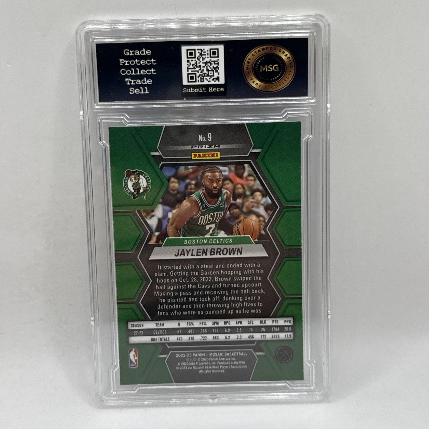 2022-23 Panini Mosaic Jaylen Brown Reactive Blue Prizm #9 Boston Celtics Graded