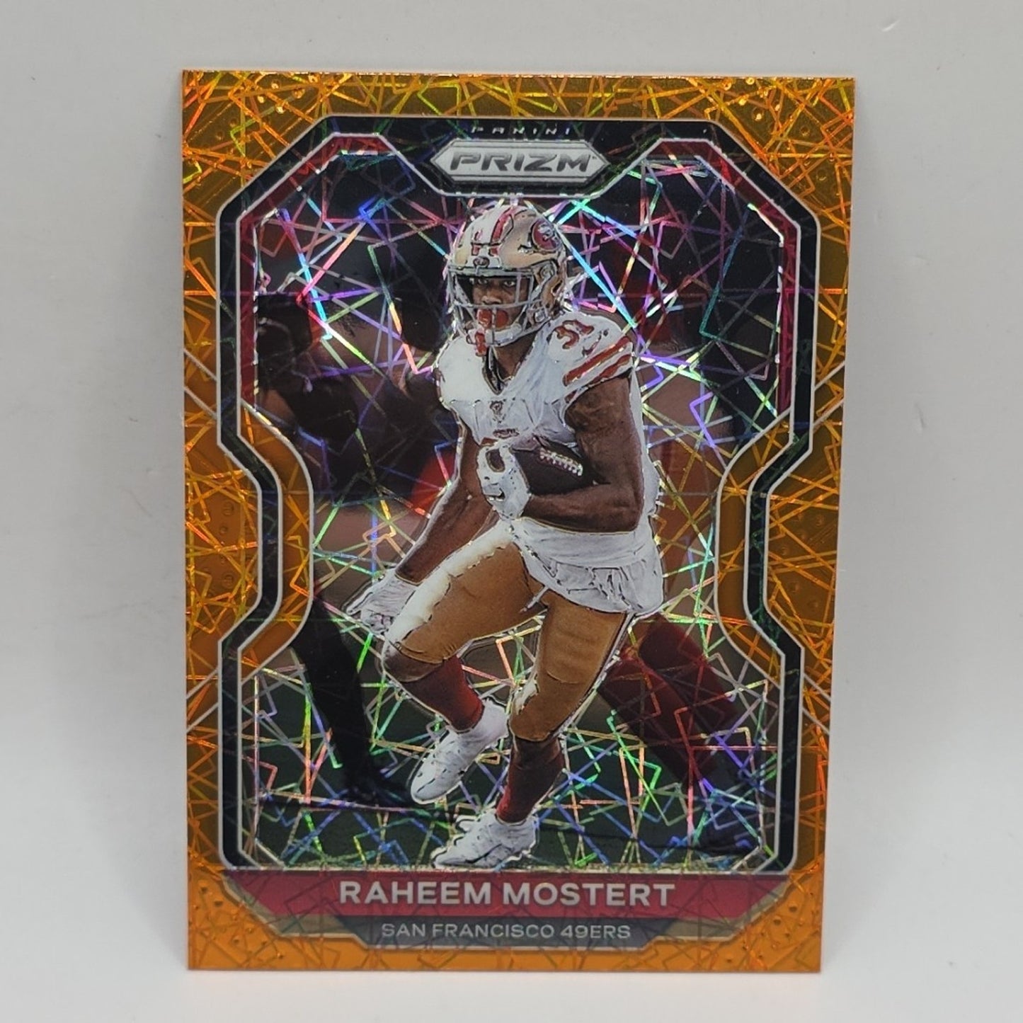2020 Panini Prizm Football Raheem Mostert ORANGE LAZER PRIZM 49ers #284