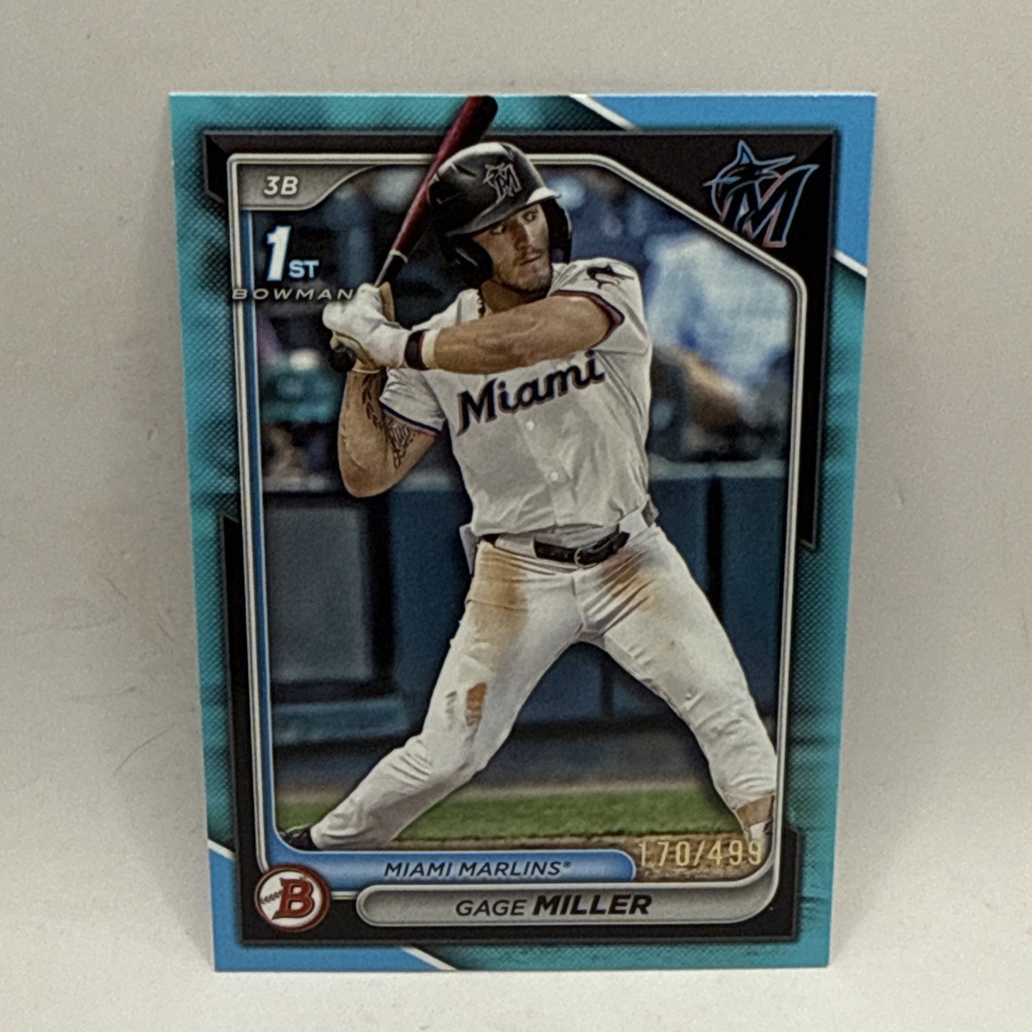 Gage Miller 2024 Bowman Draft 1st Aqua Boarder Prospect /499 #BP-64 Marlins