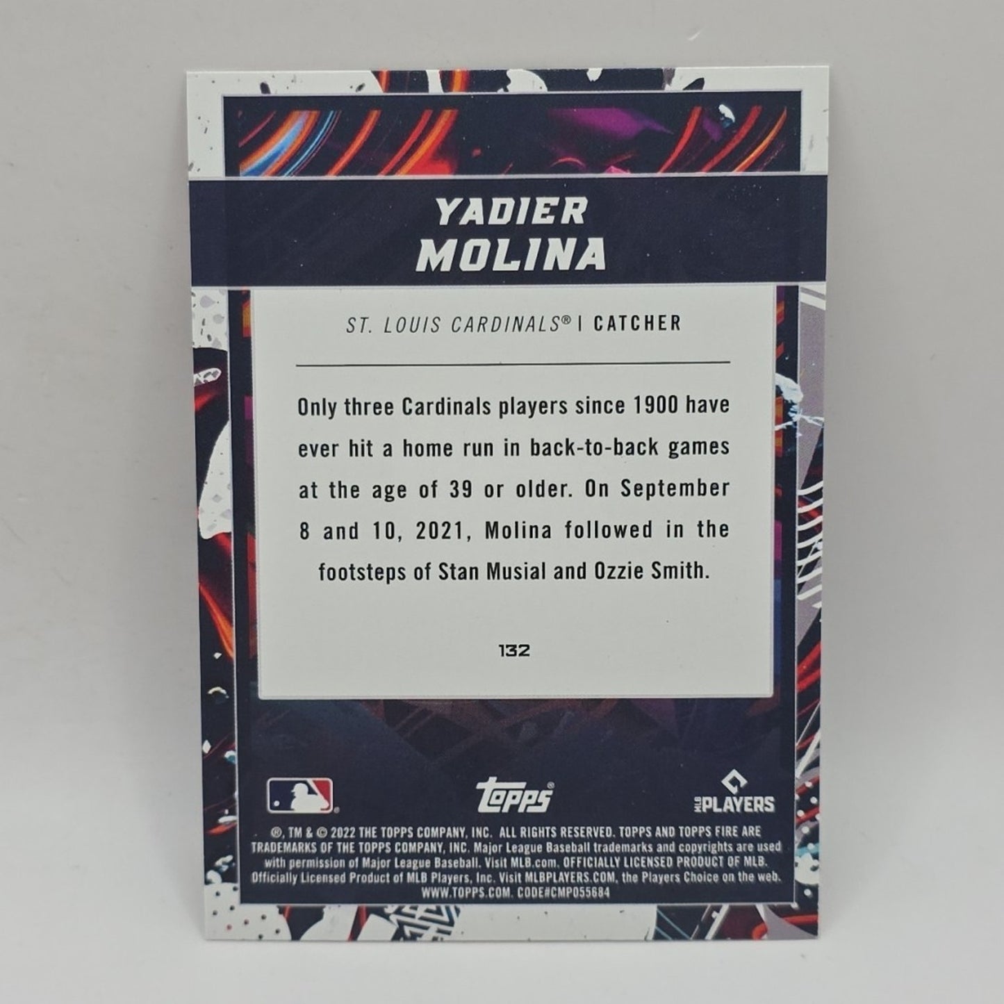 2022 Topps Fire Flame Yadier Molina #132 MLB St. Louis Cardinals