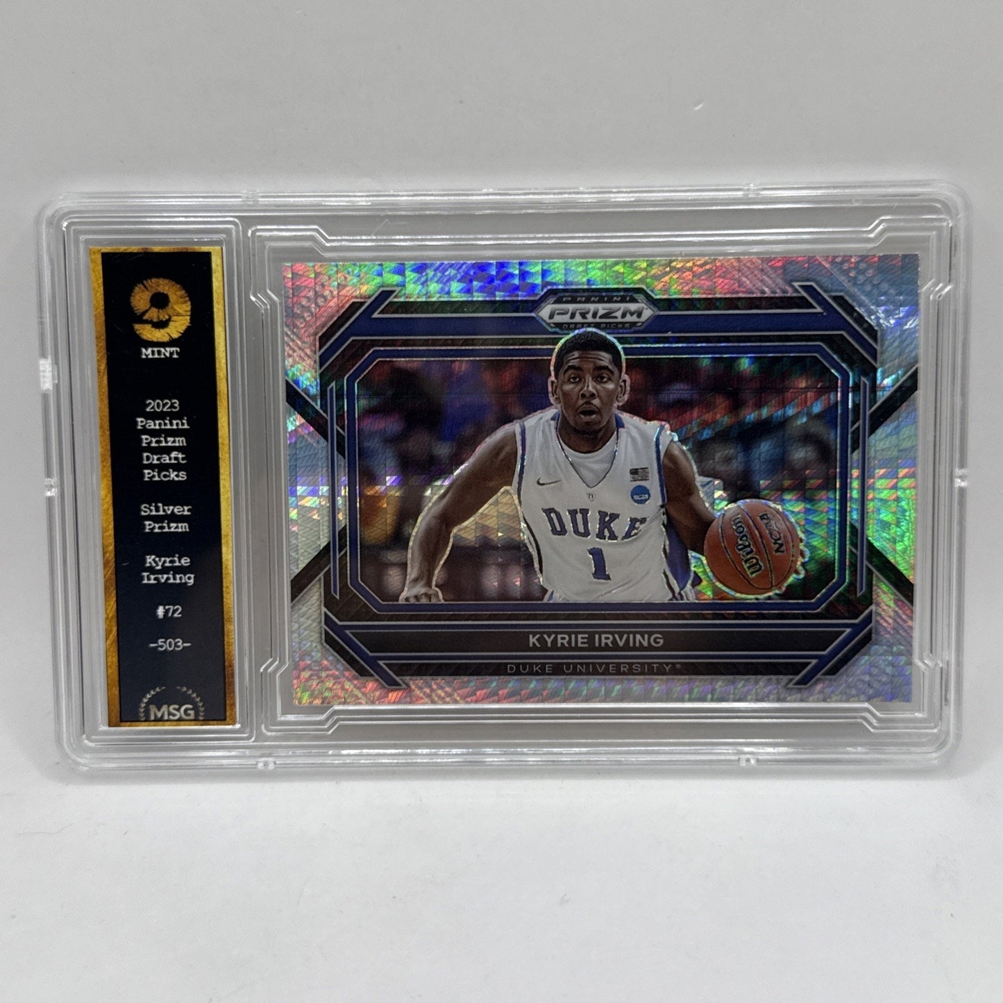 2023 Panini Prizm Draft Picks Hyper Kyrie Irving #72b Duke Blue Devils Graded 9