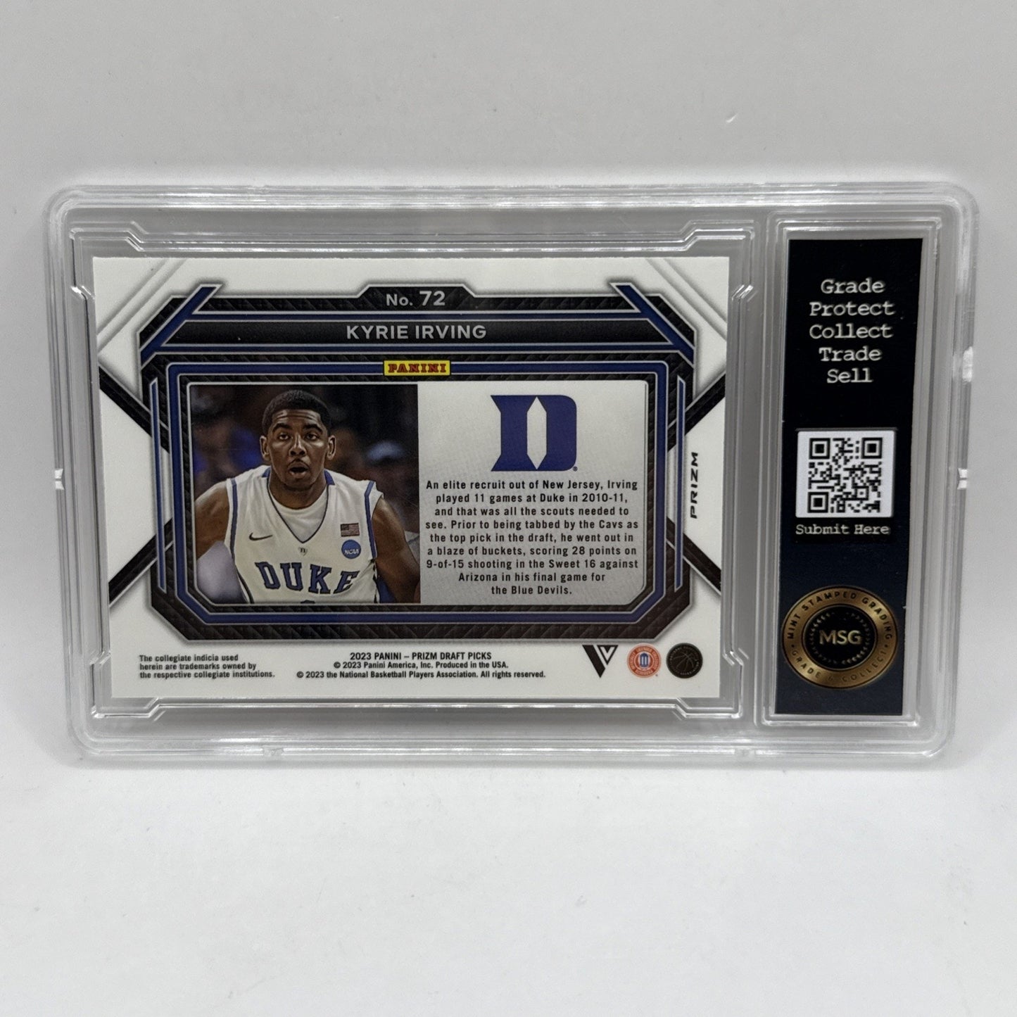 2023 Panini Prizm Draft Picks Hyper Kyrie Irving #72b Duke Blue Devils Graded 9